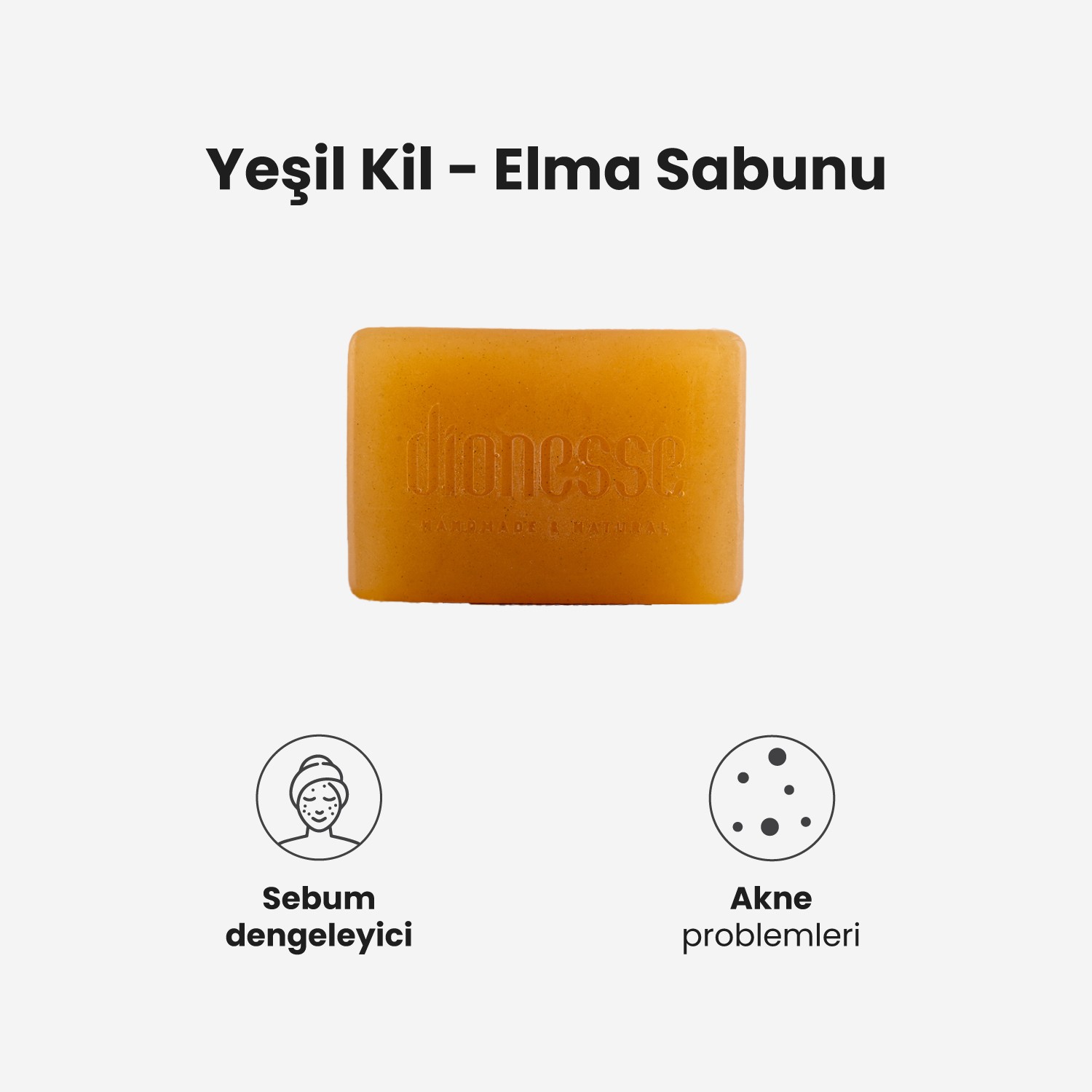 Yeşil Kil Elma Sabunu %100 Doğal El Yapımı Vegan Sebum Dengeleyici 120 gr