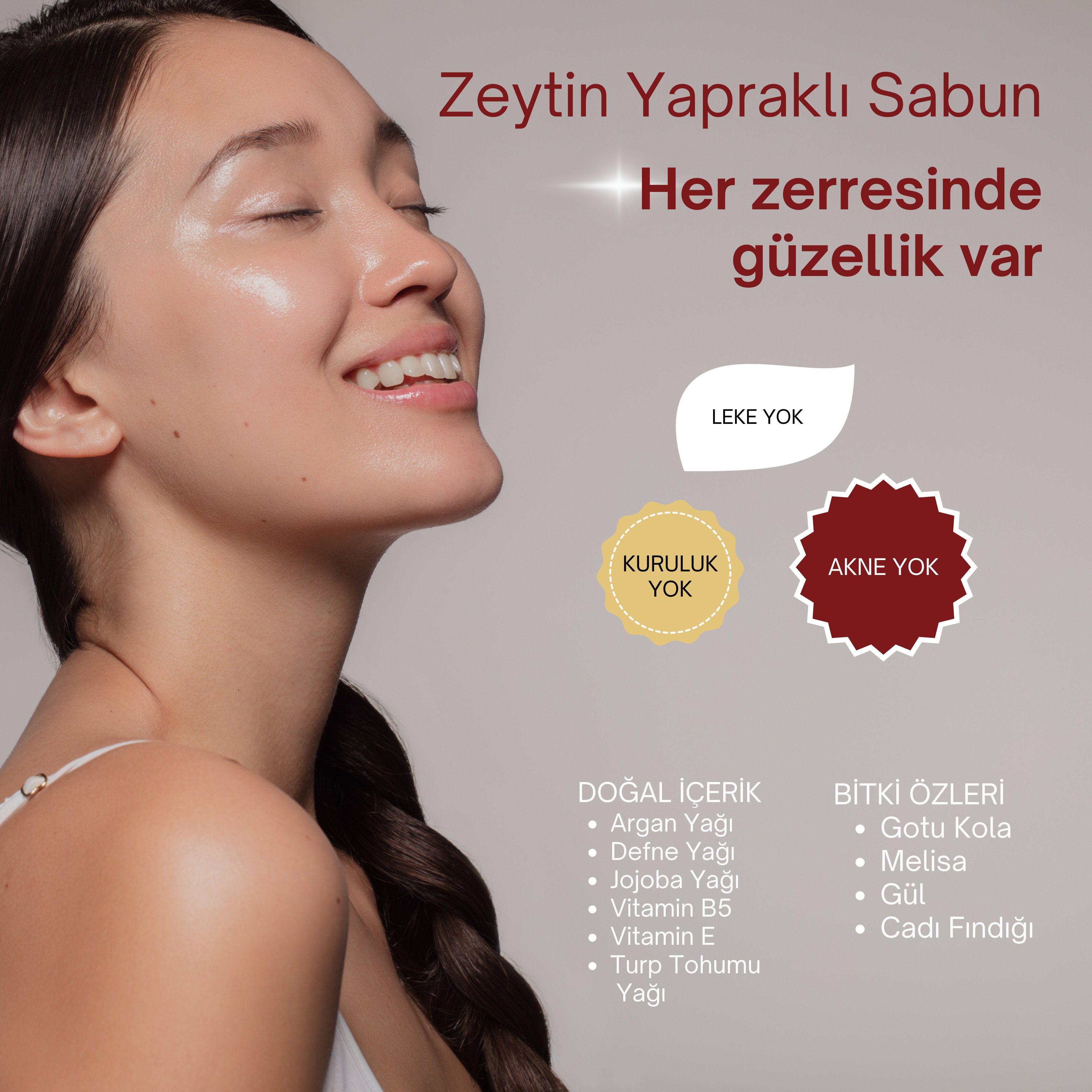Doğal Zeytin Yapraklı Sabun 120 gr | Hassas ve Kuru Ciltler İçin Makyaj Temizleyici, Akne ve Leke Karşıtı Etkili El Yapımı Sabun