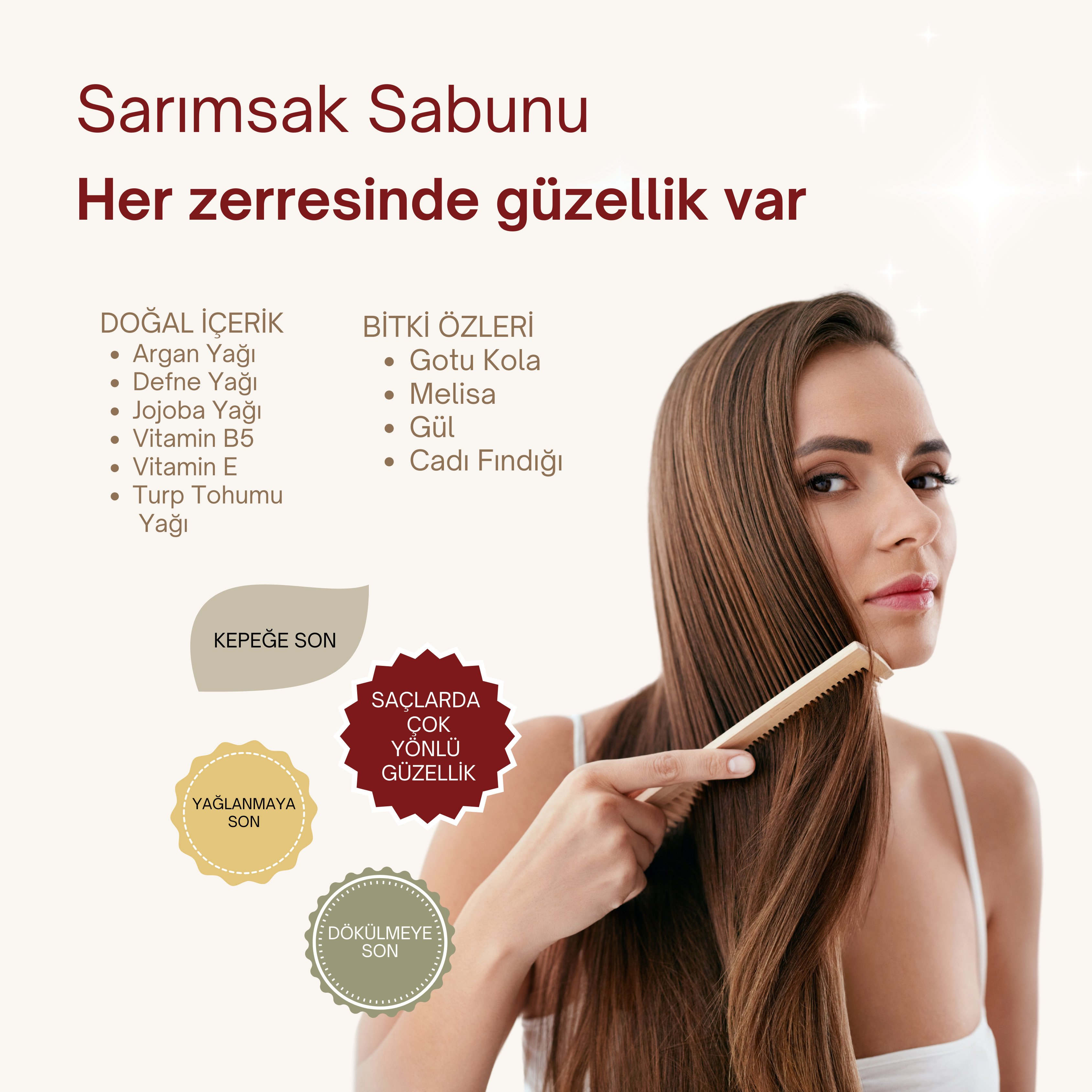 Doğal Sarımsak Sabunu 120 gr - Kepek, Yağlanma ve Dökülme Karşıtı Doğal Sabun, Saç Köklerini Besleyen Sarımsak Yağı ve Meyve Gliserini ile
