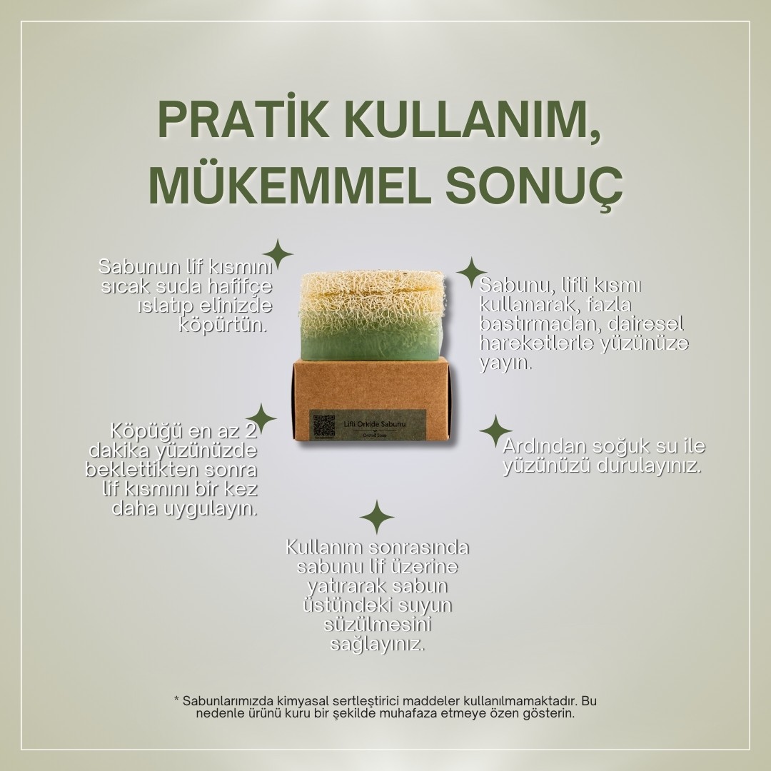 Doğal Kabak Lifli Orkide Sabunu 130 gr | Orkide Sabunu Faydaları: Peeling Etkisi, Cilt Lekesi Giderici ve Kırışıklık Karşıtı