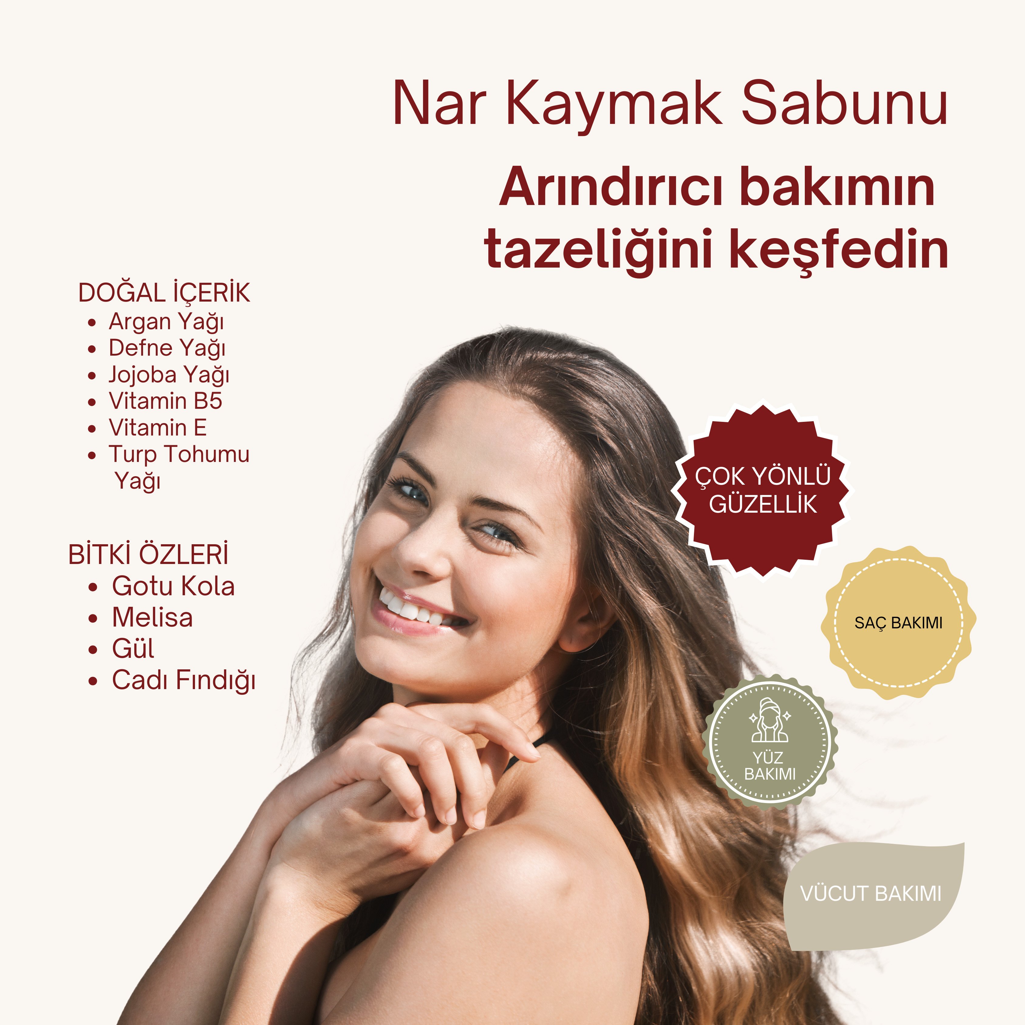 Doğal Nar Kaymak Sabunu 120 gr - Cilt Lekeleri Giderici, Peeling Etkili Cilt Bakım Sabunu