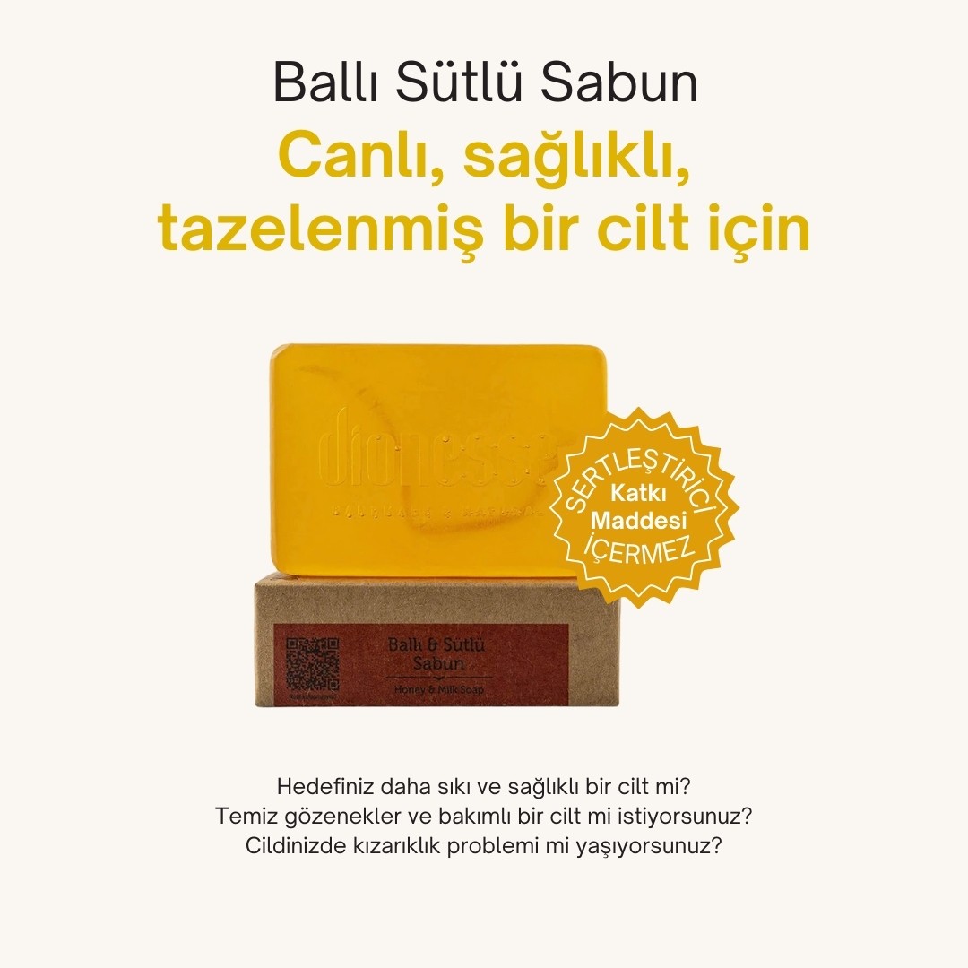 Doğal Ballı Sütlü Sabun 120 gr - Nemlendirici ve Sıkılaştırıcı Etkili Doğal Sabun, Ballı ve Sütlü Formül, Çatlamış Kılcallara ve Kızarıklıklara Karşı