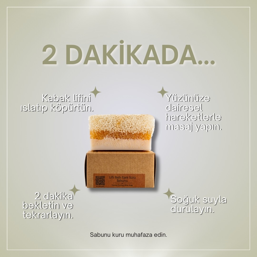 Doğal Kabak Lifli Ballı Eşek Sütü Sabunu 130 gr - Doğal Bal ve Kabak Lifi ile Zenginleştirilmiş, Cildi Besleyen ve Sıkılaştıran %100 El Yapımı Sabun