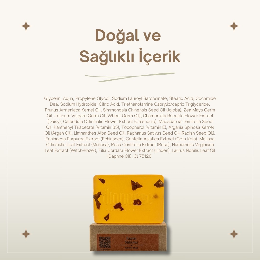 Doğal Kayısı Sabunu 120 gr | Sivilce ve Siyah Nokta Giderici, Yüz ve Saç Bakımı İçin Aromaterapik Sabun