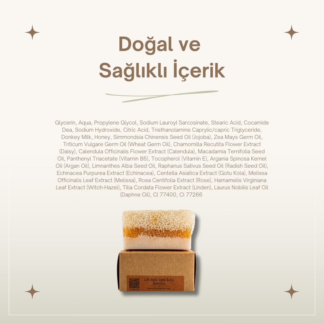 Doğal Kabak Lifli Ballı Eşek Sütü Sabunu 130 gr - Doğal Bal ve Kabak Lifi ile Zenginleştirilmiş, Cildi Besleyen ve Sıkılaştıran %100 El Yapımı Sabun