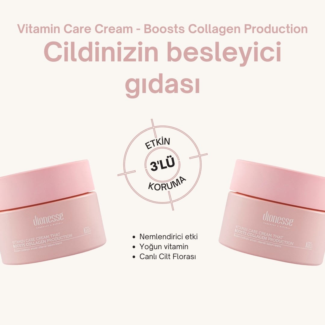 Vitamin Bakımı Yüz Kremi 50 ml - Kolajen Üretimini Artıran, Cildi Canlandıran ve Nemlendiren Yoğun Bakım Kremi