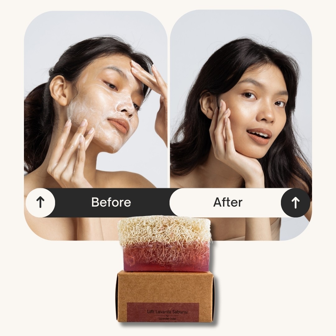 Doğal Kabak Lifli Lavanta Sabunu 130 gr | Aromaterapi Etkili Doğal Peeling Sabunu
