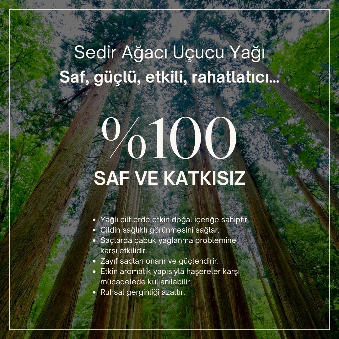 %100 Saf Sedir Ağacı Yağı 10 ml 