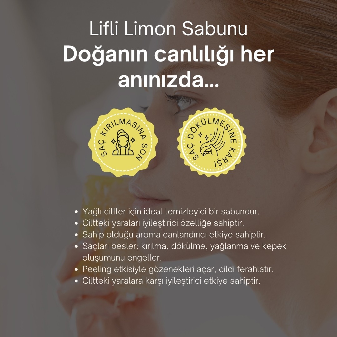 Doğal Kabak Lifli Limon Sabunu 130 gr | Yağlı Ciltler İçin Derinlemesine Temizleyici ve Peeling Sabunu