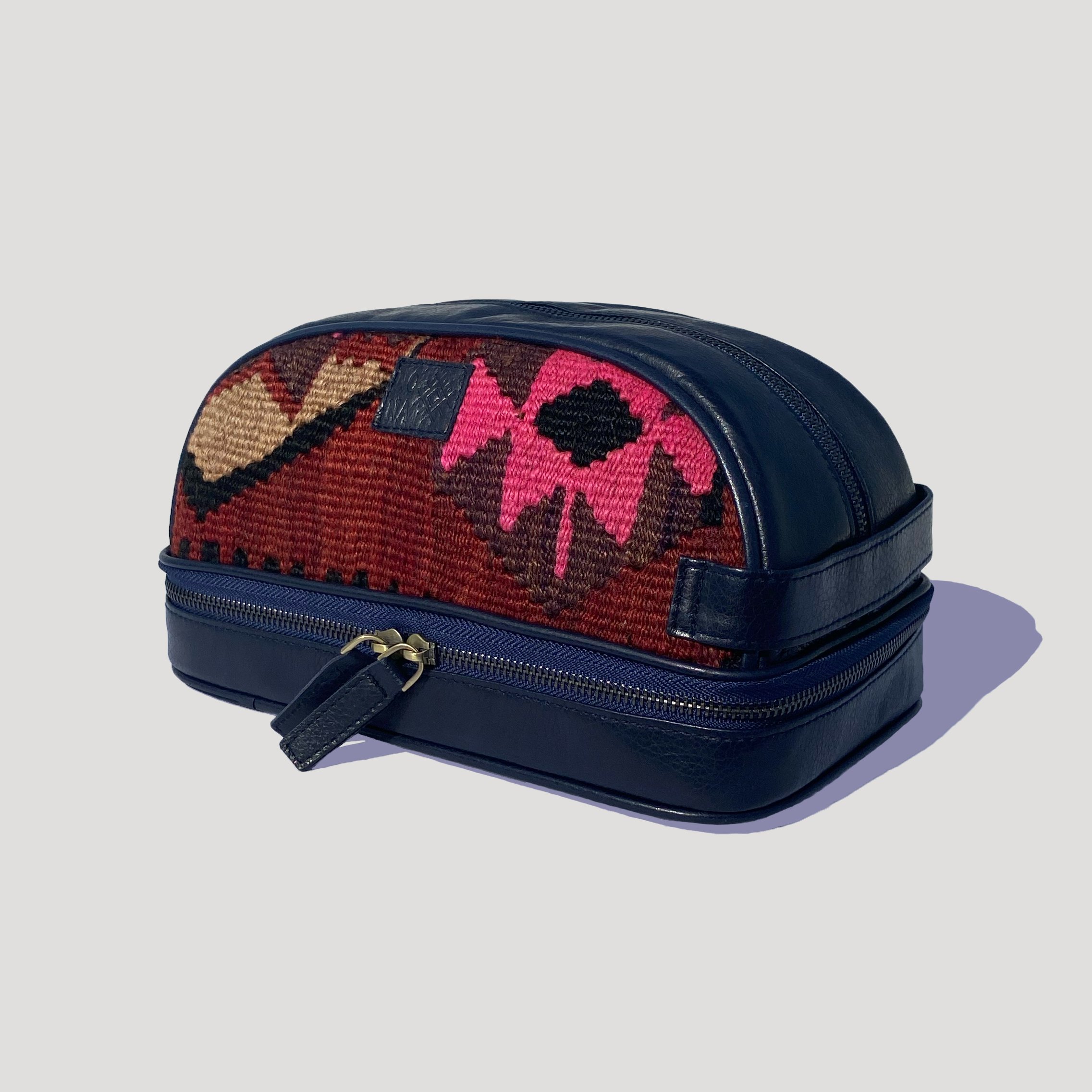 TheNonaStore Pink Dopp Kit, El Yapımı Kilim Boho Makyaj Çantası