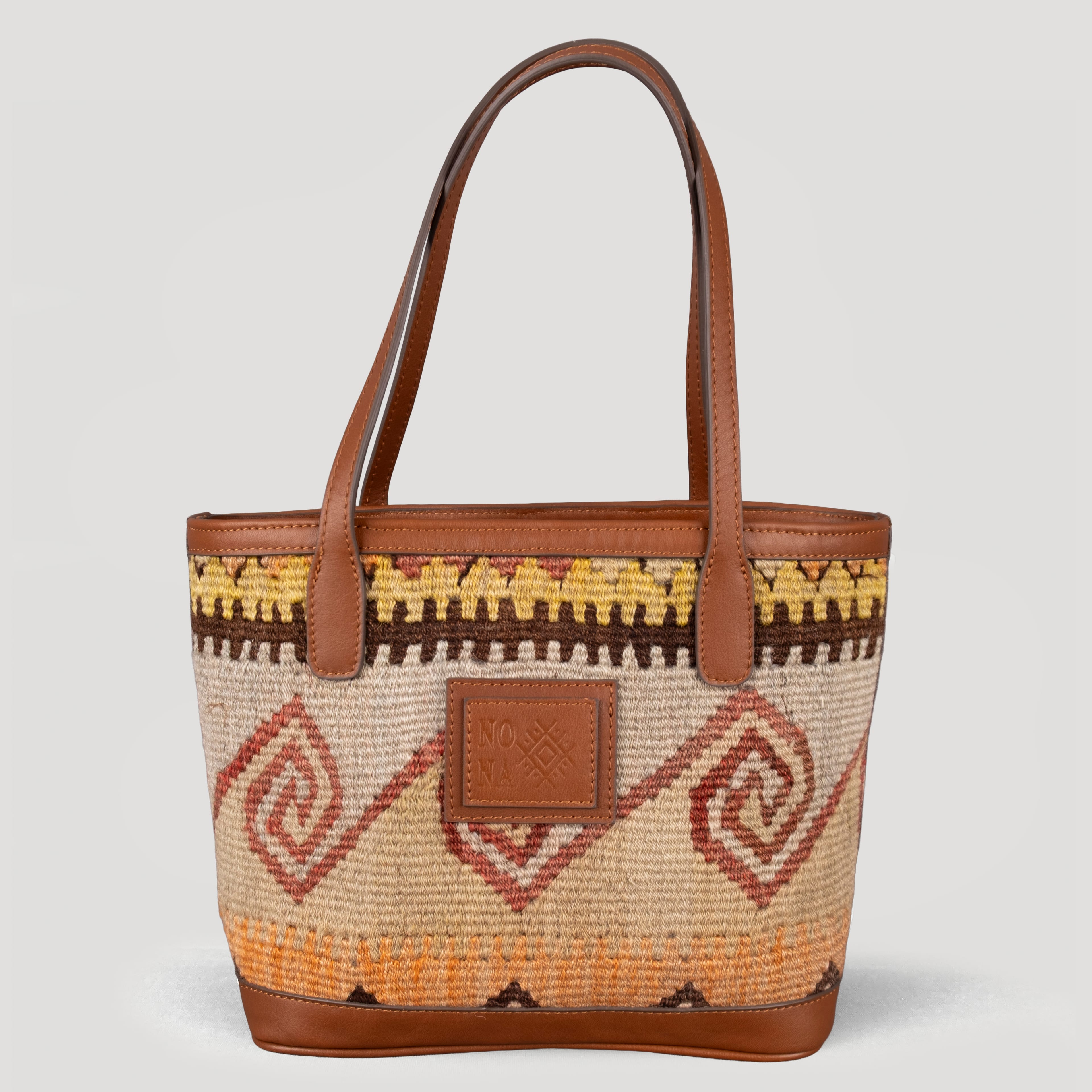 Hay TheNonaStore Tote Çanta, El Yapımı Antika Kilim Boho Çanta Mini