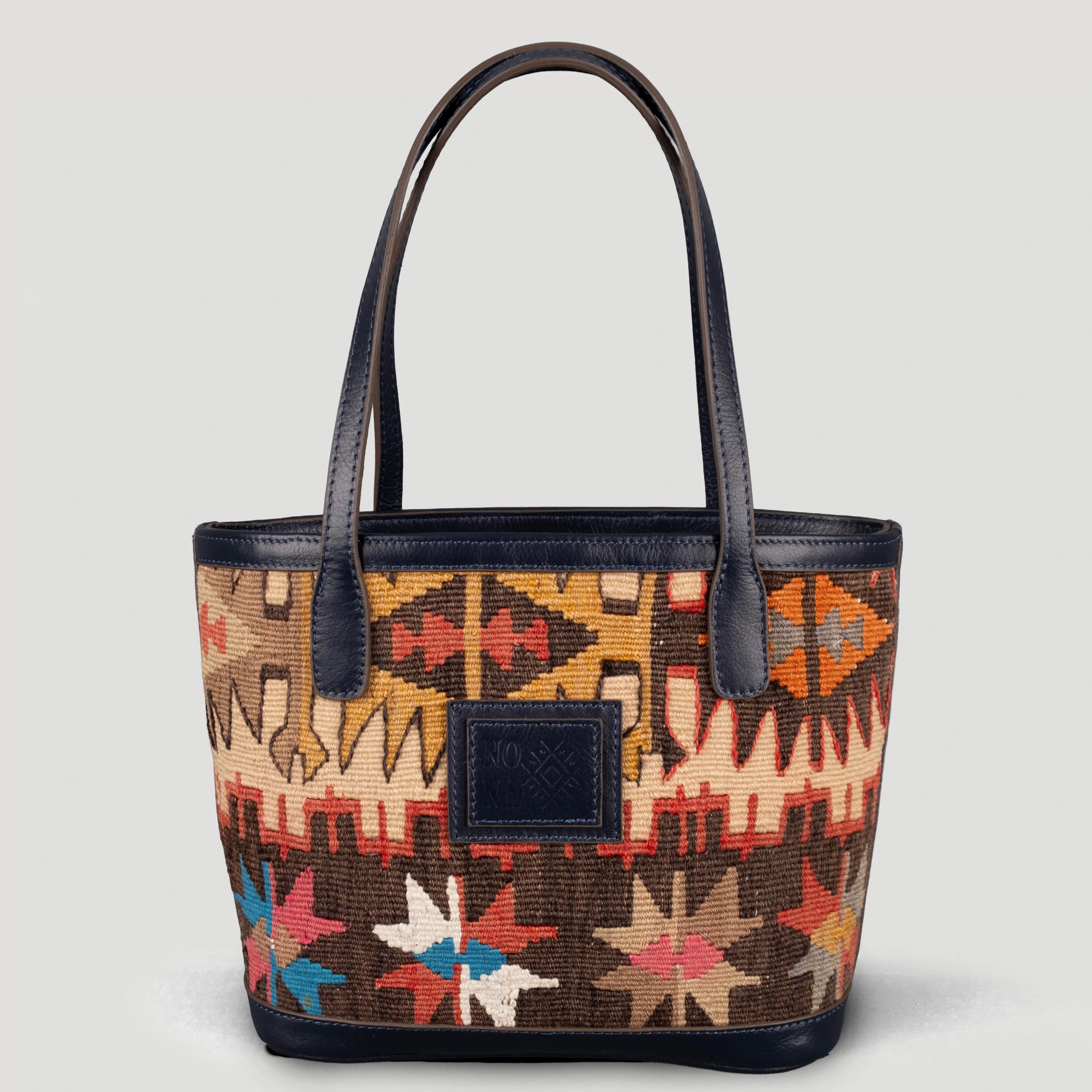 Crown TheNonaStore Tote Çanta, El Yapımı Antika Kilim Boho Çanta Mini