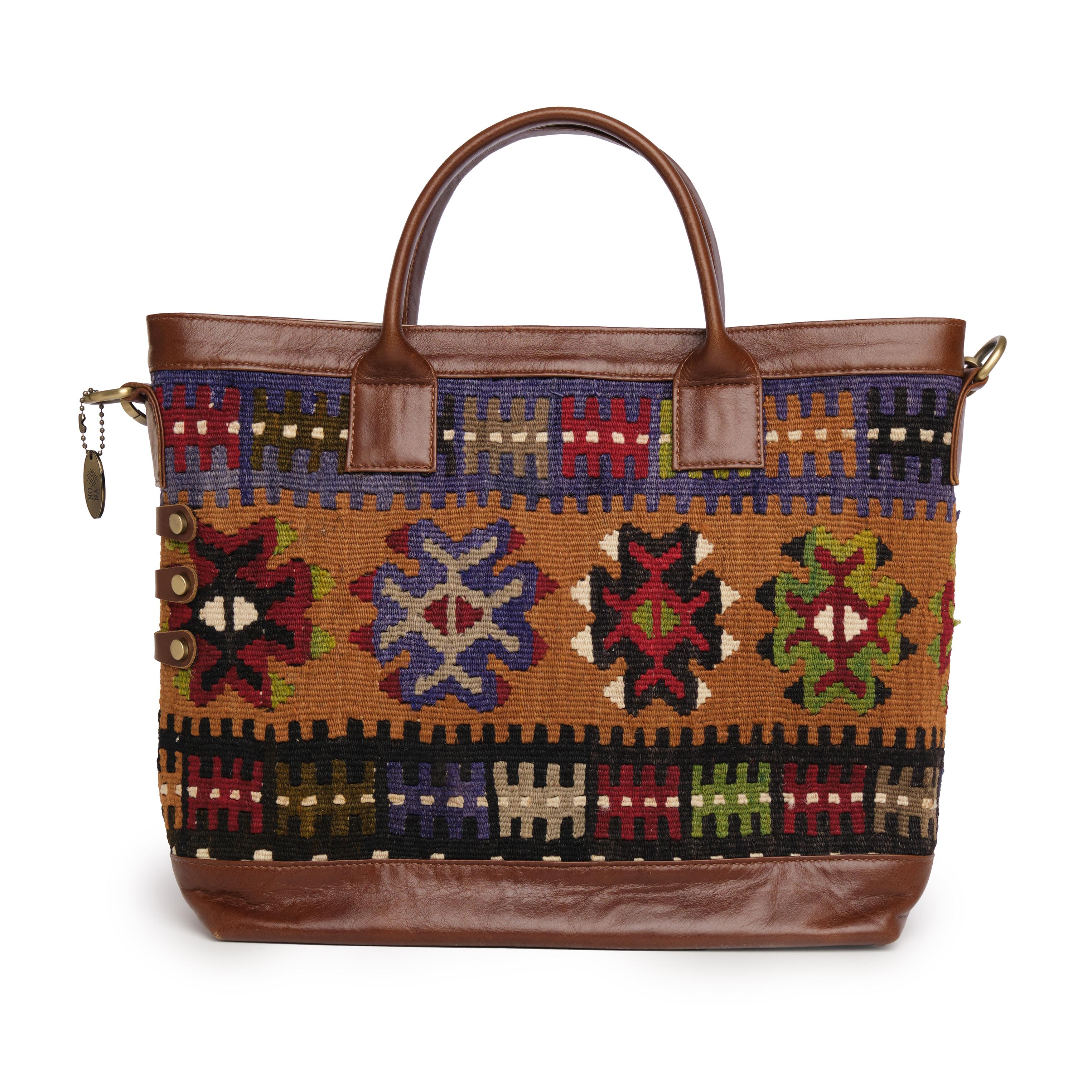 TheNonaStore Tote Çanta, El Yapımı Kilim Chocolate Boho Çanta