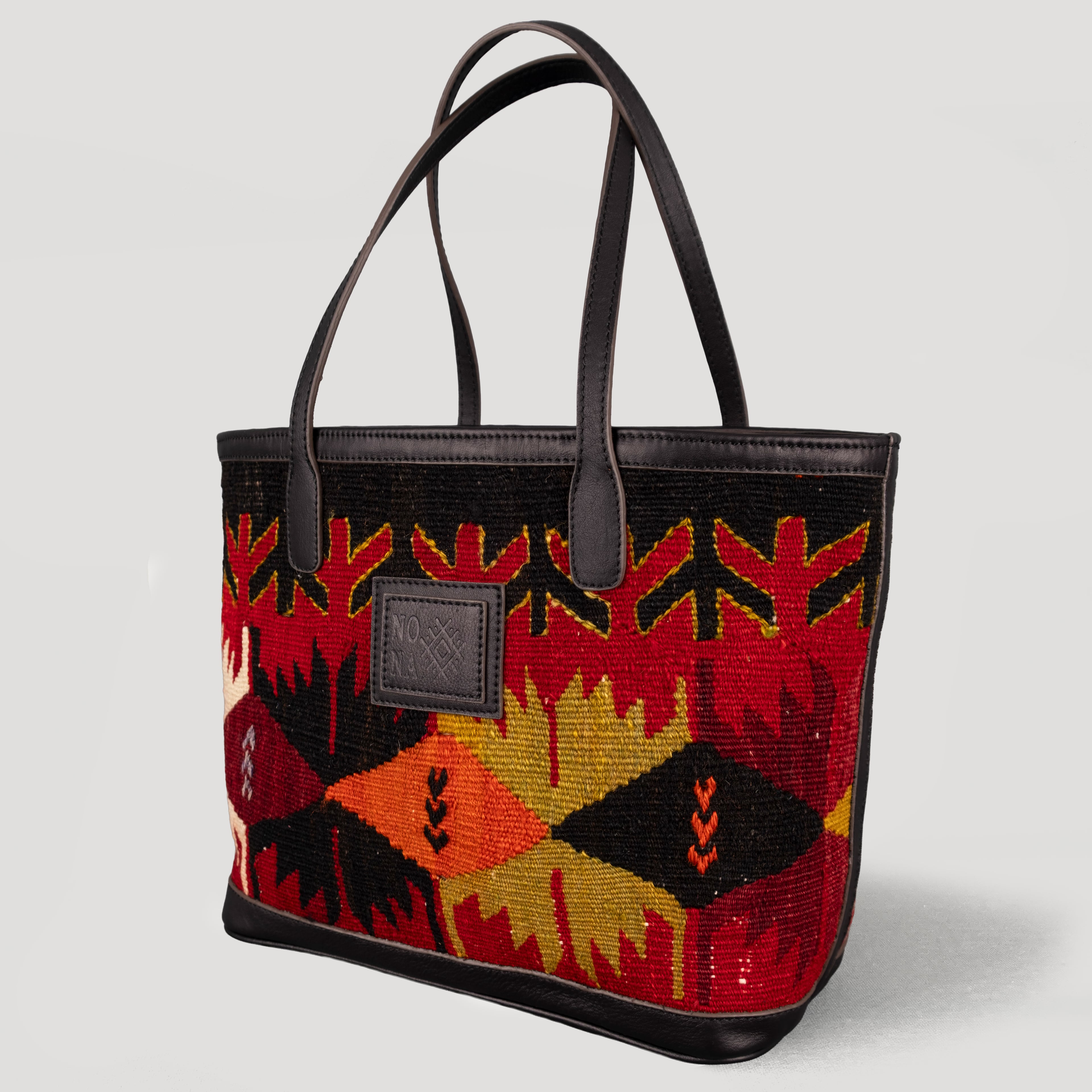 Fence TheNonaStore Tote Çanta, El Yapımı Antika Kilim Boho Çanta Midi