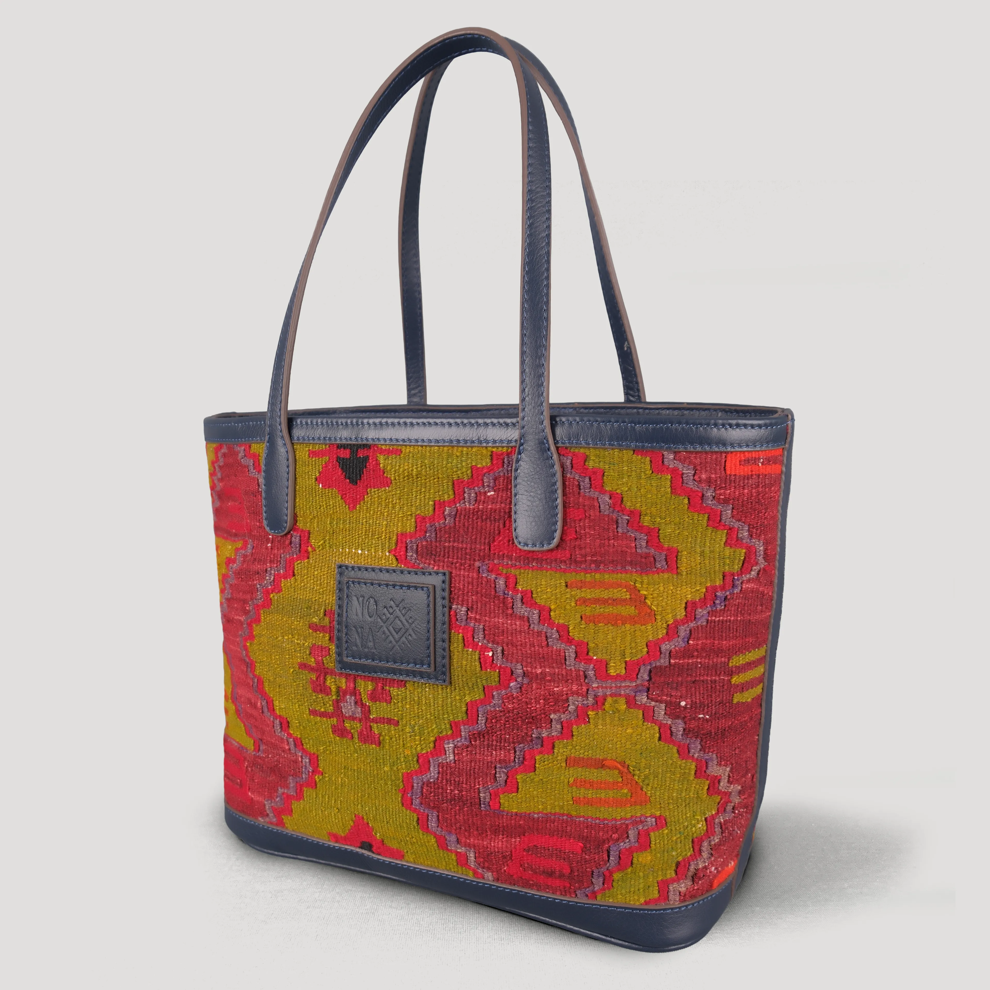 Yosun TheNonaStore Tote Çanta, El Yapımı Antika Kilim Boho Çanta Midi