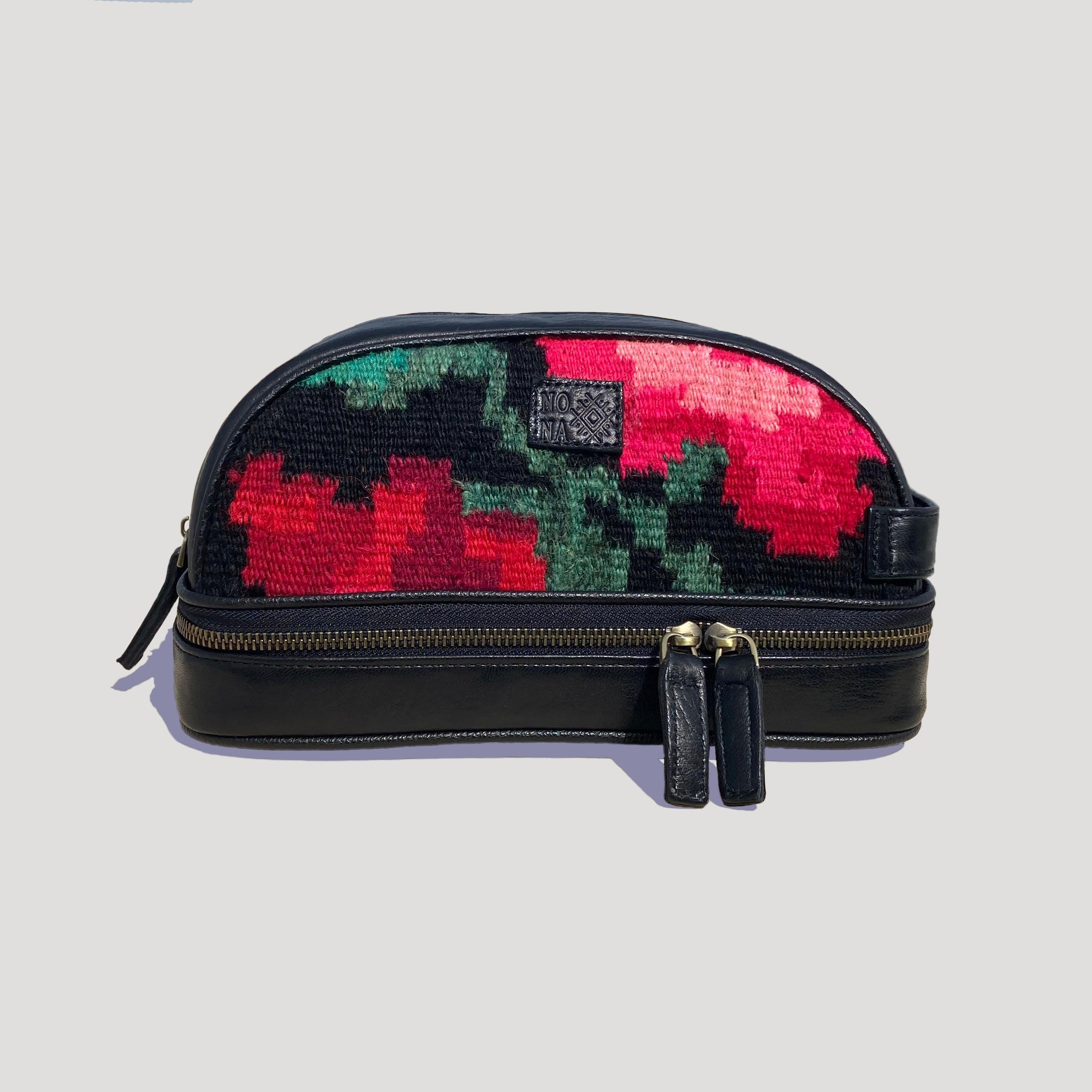 TheNonaStore Black Rose Dopp Kit, El Yapımı Kilim Boho Makyaj Çantası