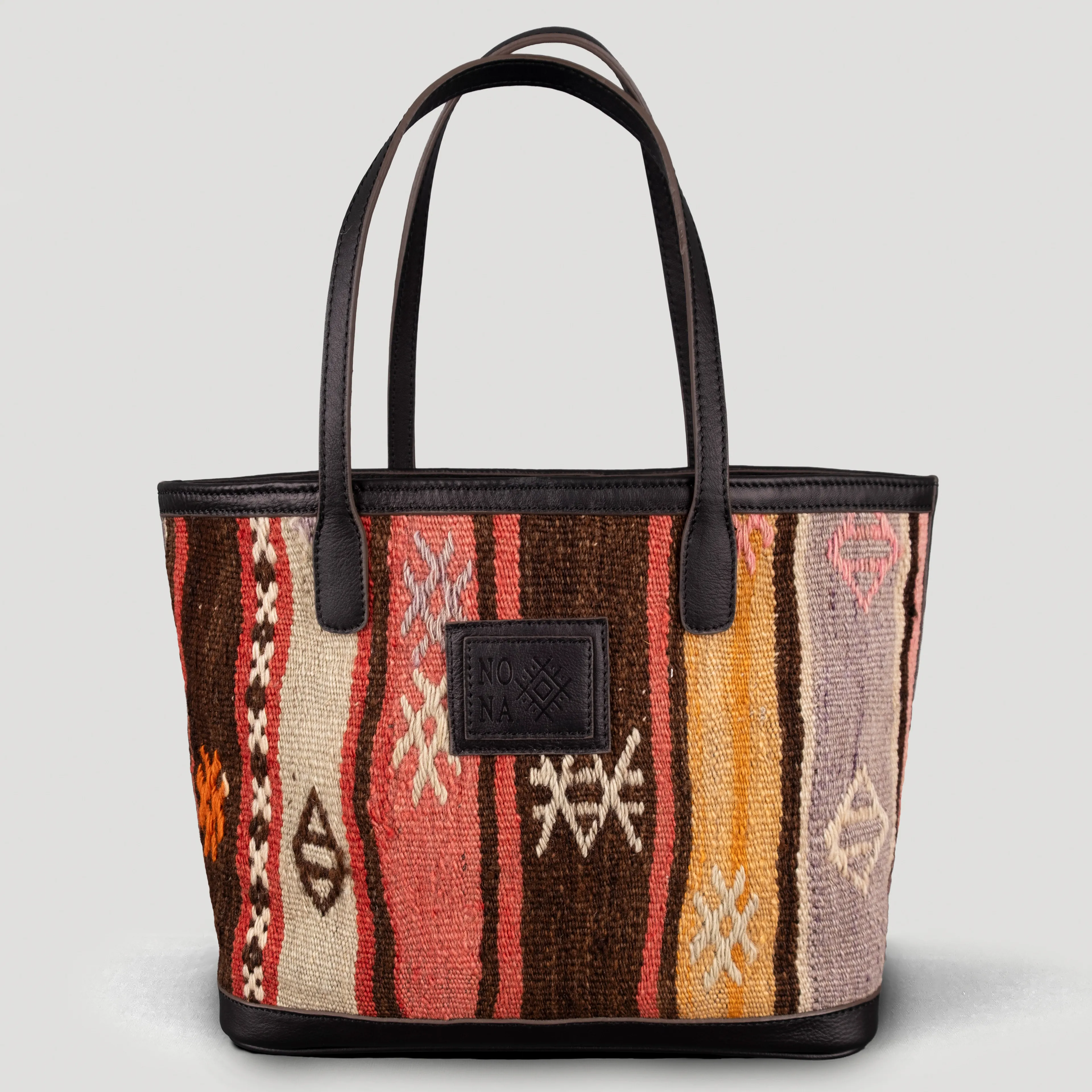 Nevada TheNonaStore Tote Çanta, El Yapımı Antika Kilim Boho Çanta Midi