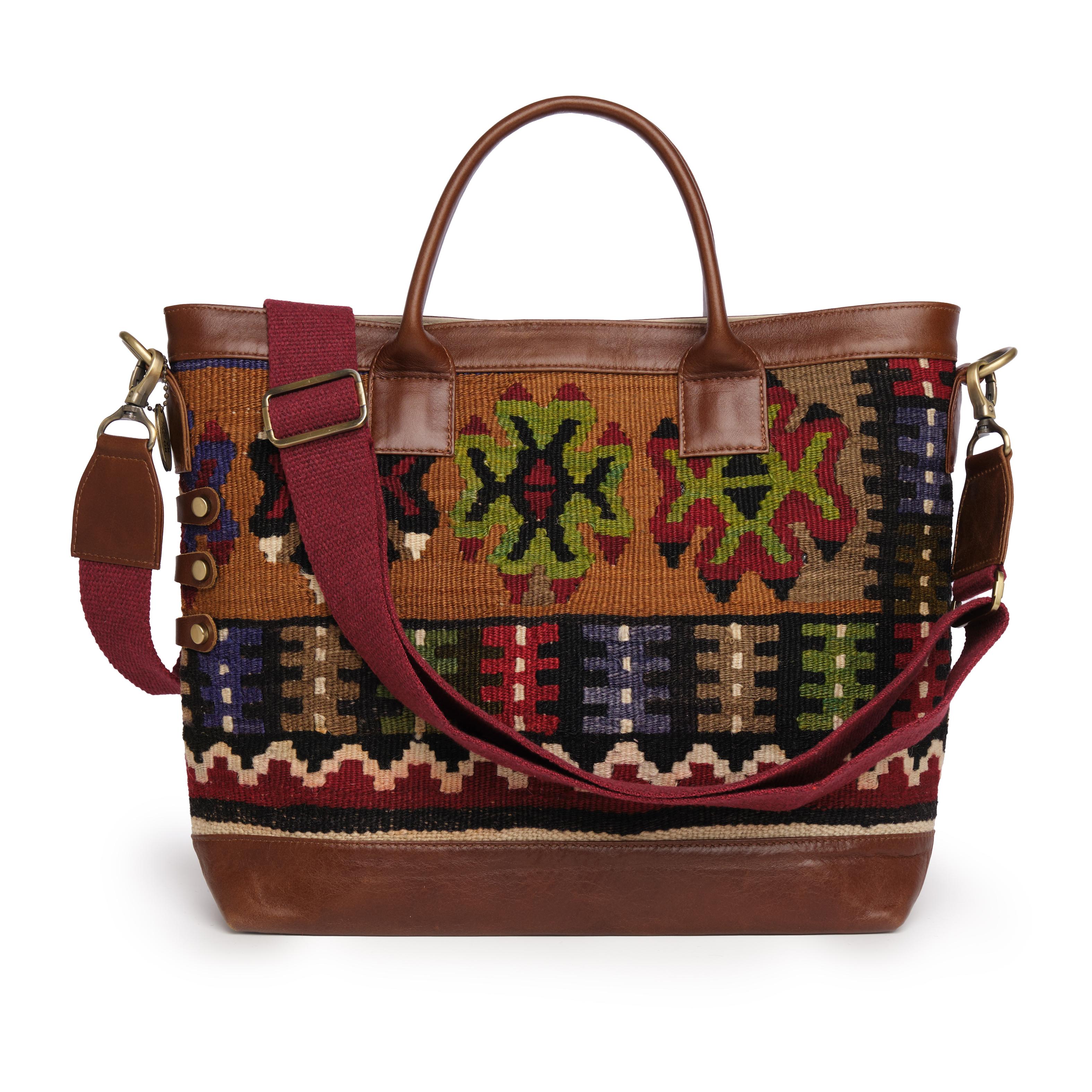 TheNonaStore Tote Çanta, El Yapımı Kilim Village Boho Çanta