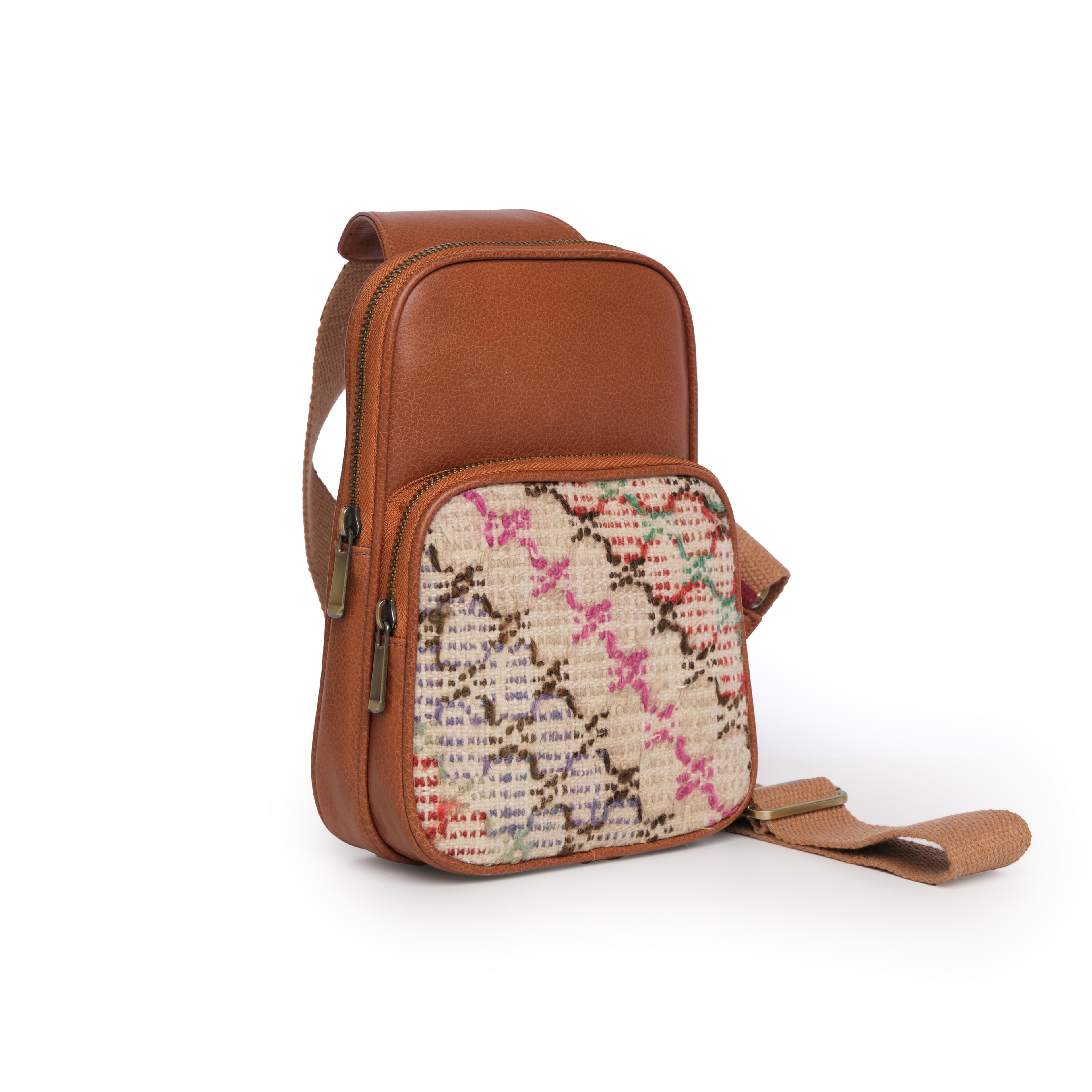 TheNonaStore Freebag, El Yapımı Kilim Mocha Bel Çantası