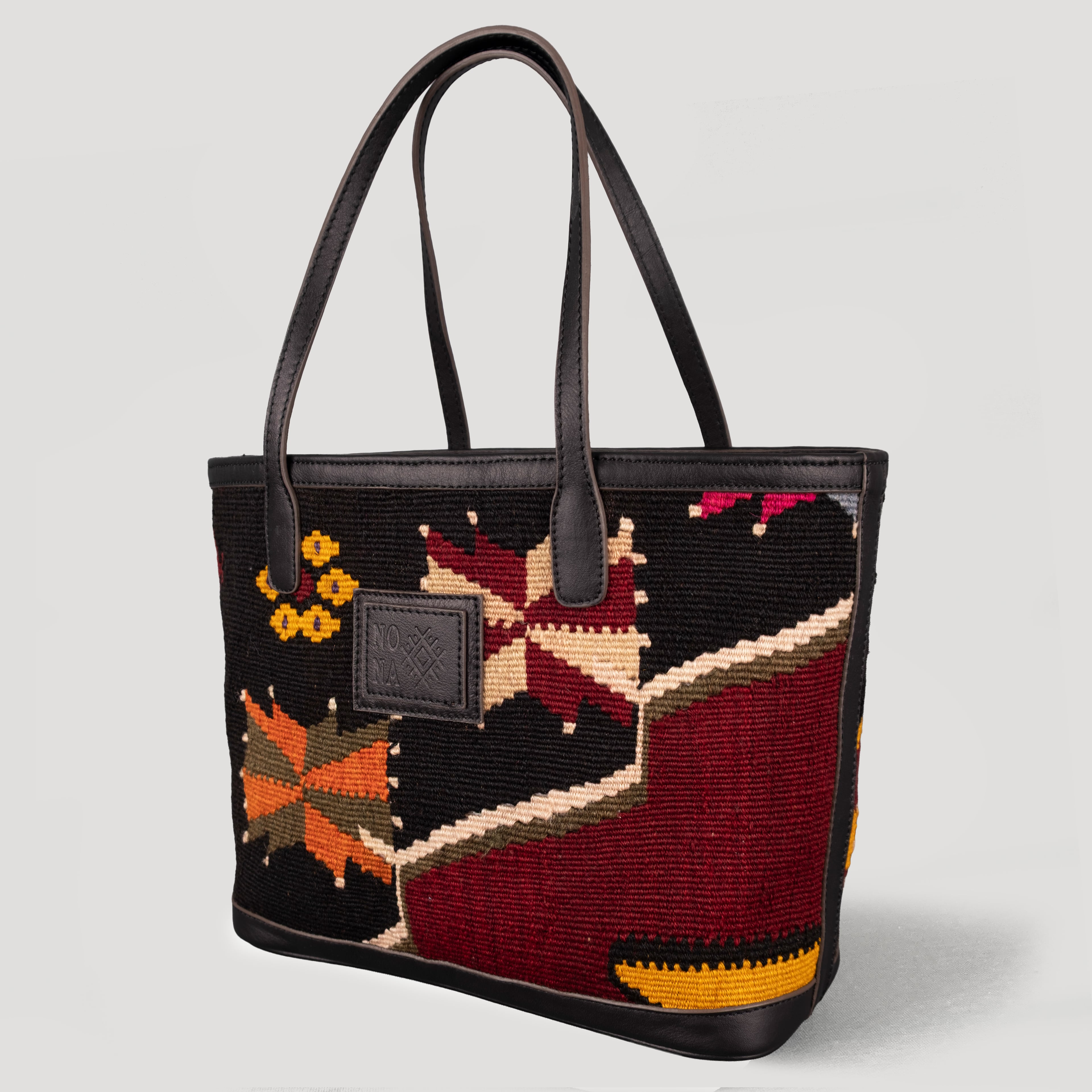 Nebula TheNonaStore Tote Çanta, El Yapımı Antika Kilim Boho Çanta Midi
