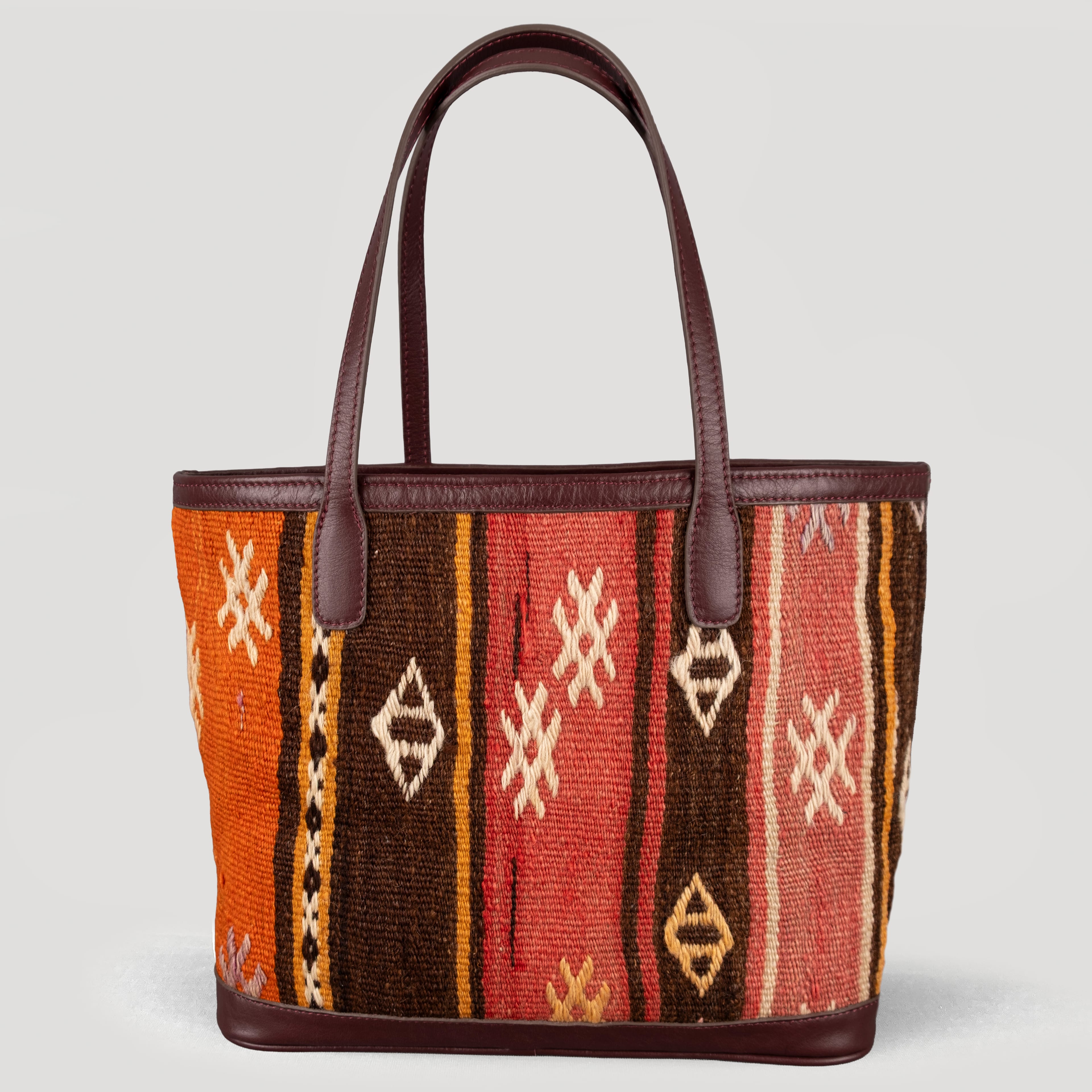 Maple TheNonaStore Tote Çanta, El Yapımı Antika Kilim Boho Çanta Midi