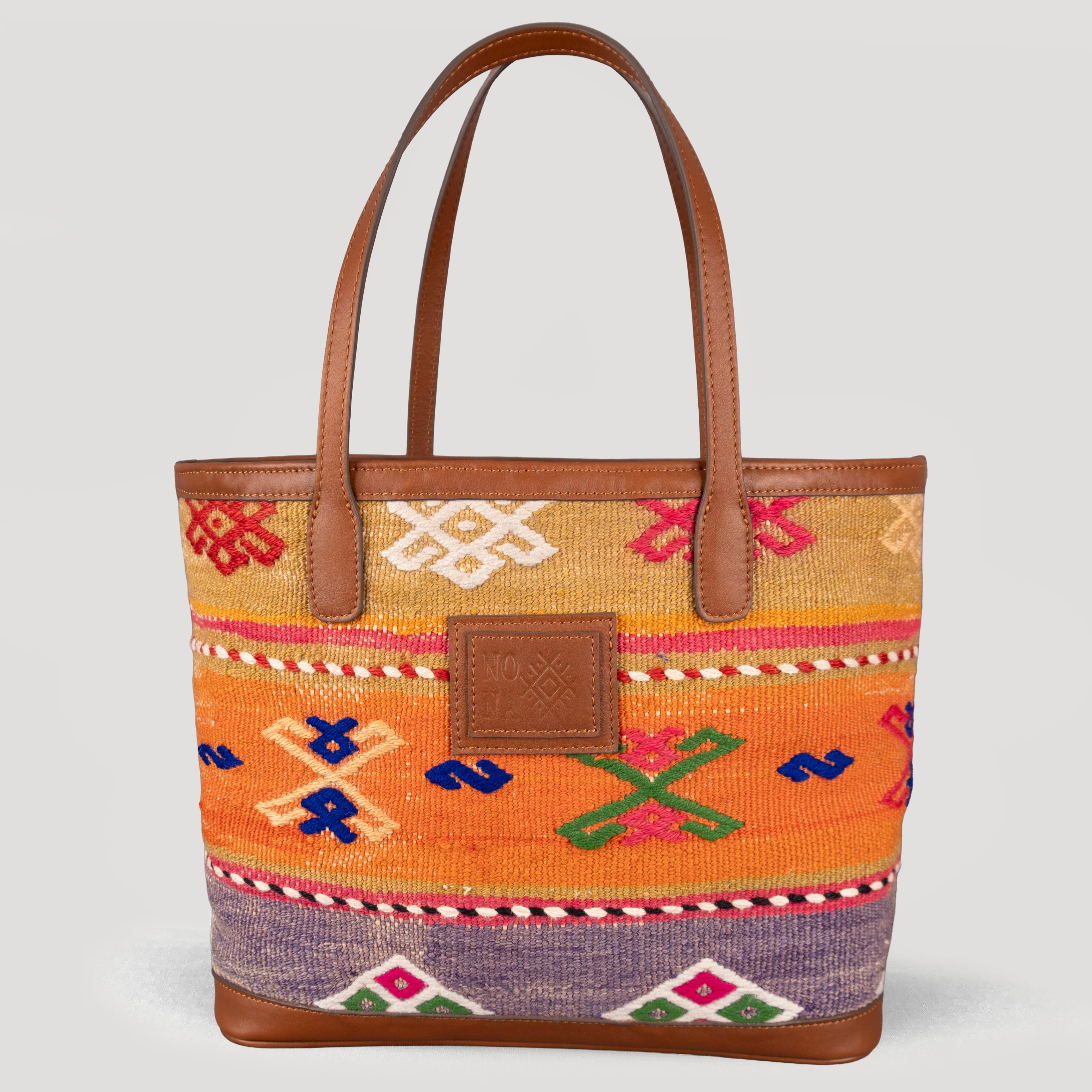 Kumkuat TheNonaStore Tote Çanta, El Yapımı Antika Kilim Boho Çanta Midi