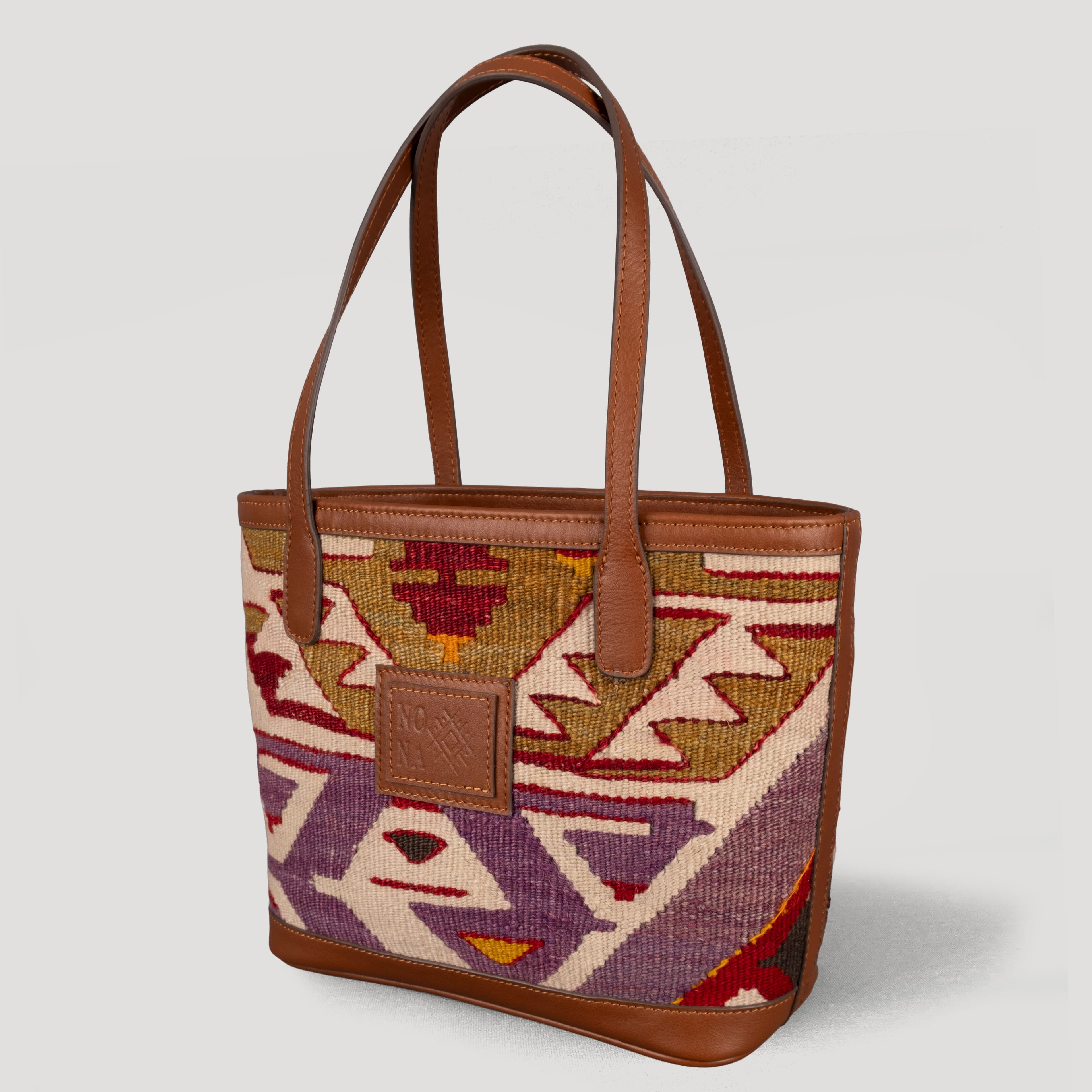 Koç TheNonaStore Tote Çanta, El Yapımı Antika Kilim Boho Çanta Mini