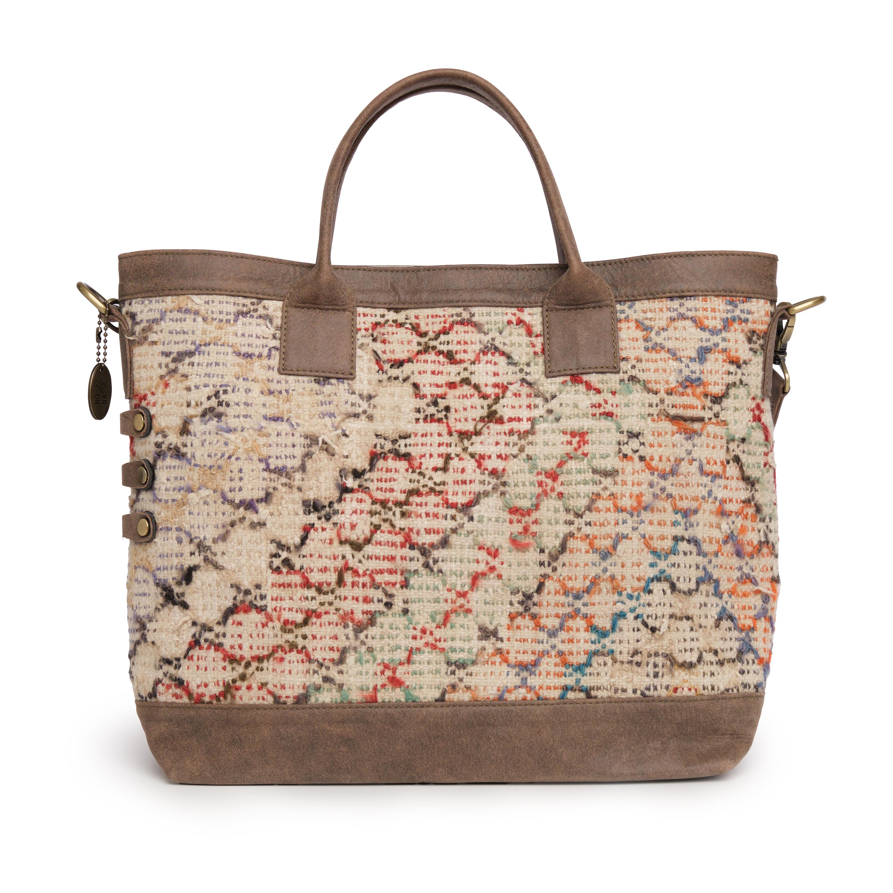 TheNonaStore Tote Çanta, El Yapımı Kilim Wood Boho Çanta