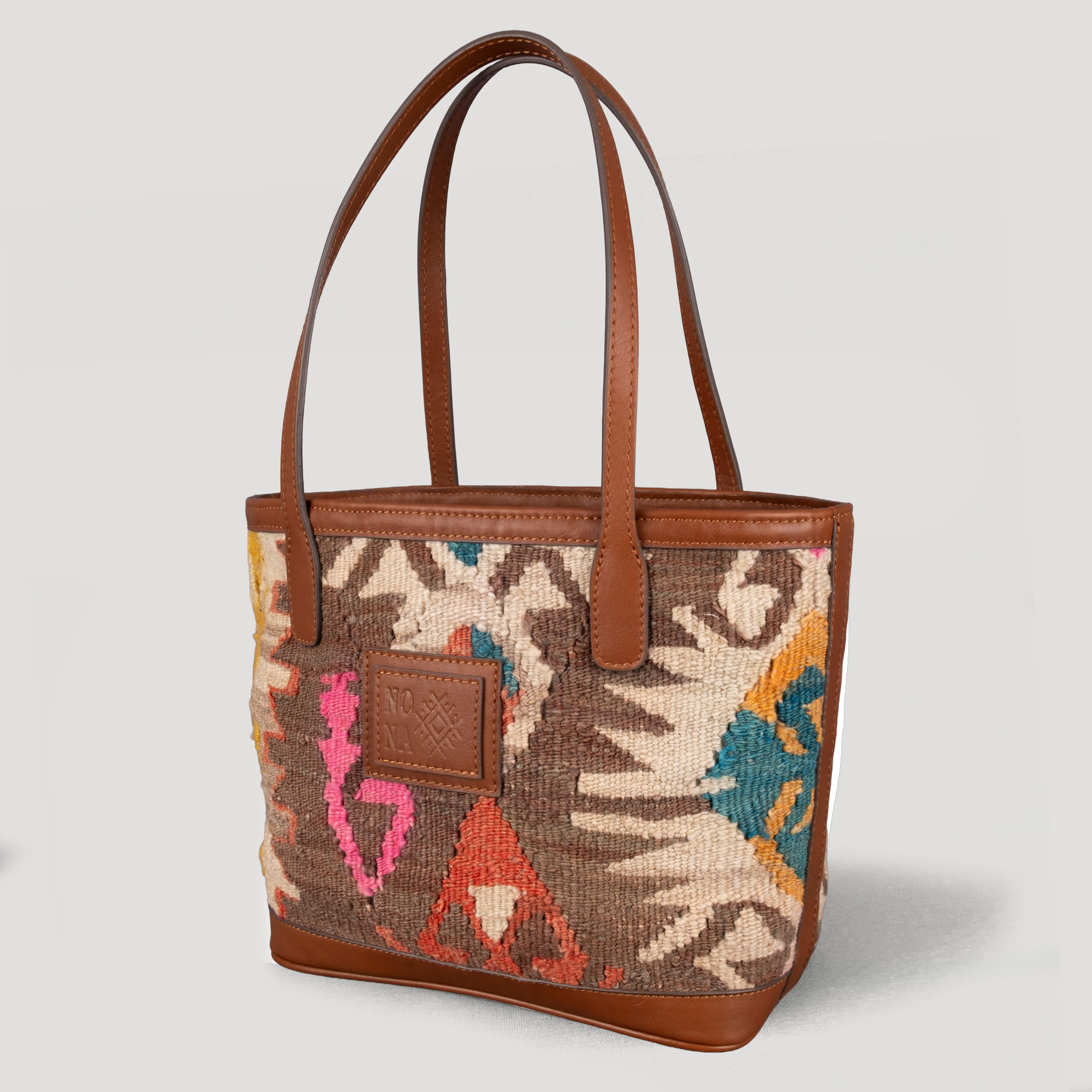 Kut TheNonaStore Tote Çanta, El Yapımı Antika Kilim Boho Çanta Mini