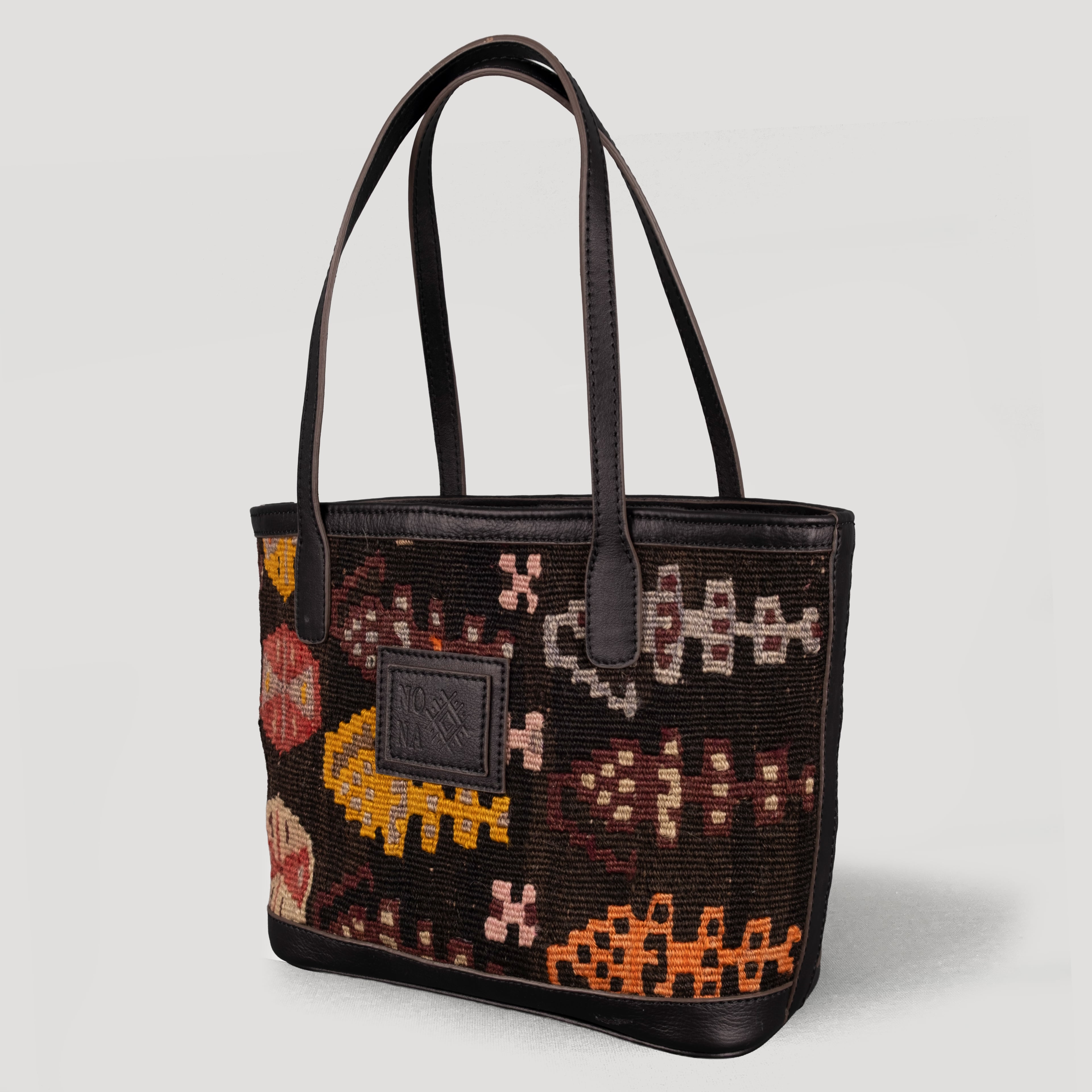 Fish TheNonaStore Tote Çanta, El Yapımı Antika Kilim Boho Çanta Mini