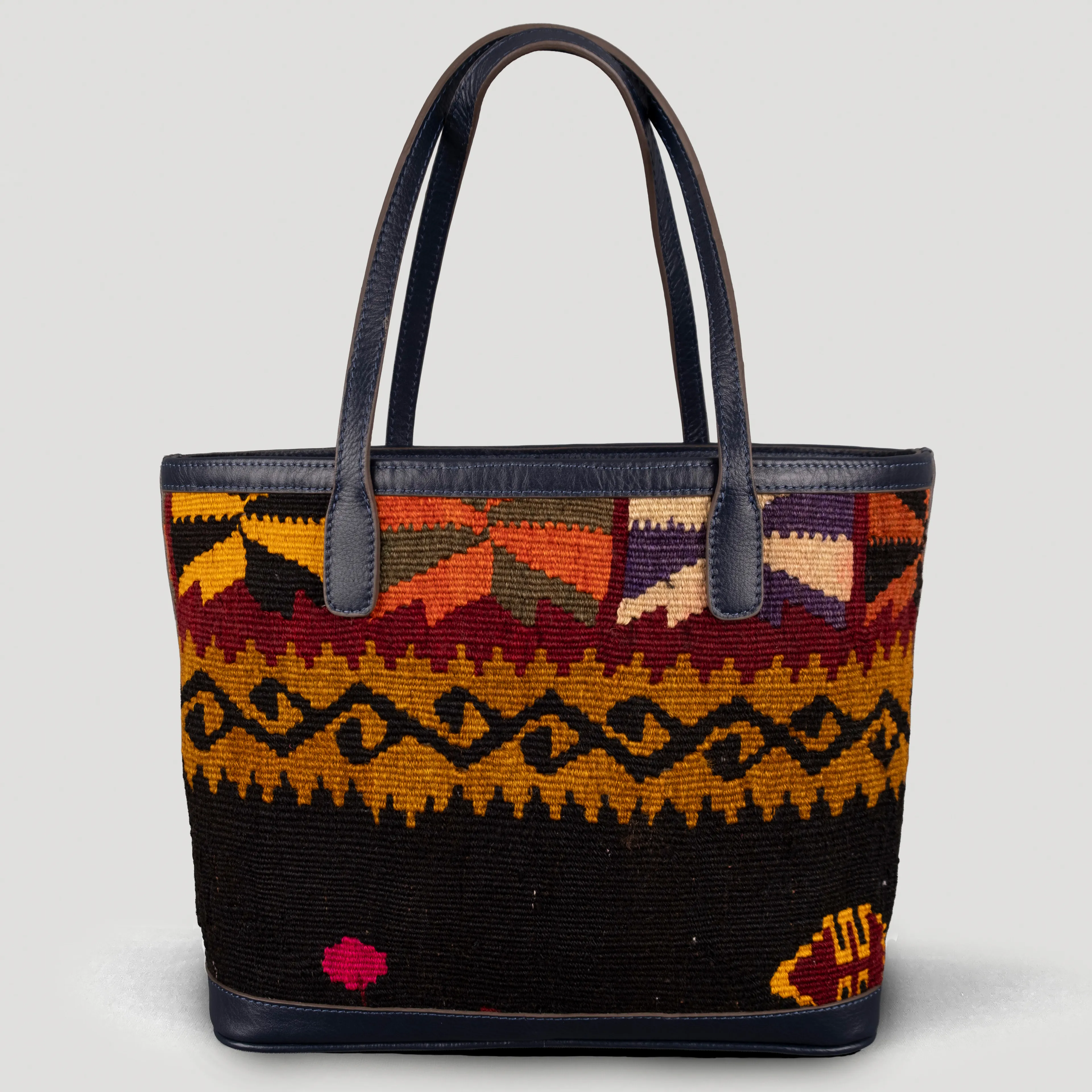 Hiza TheNonaStore Tote Çanta, El Yapımı Antika Kilim Boho Çanta Midi