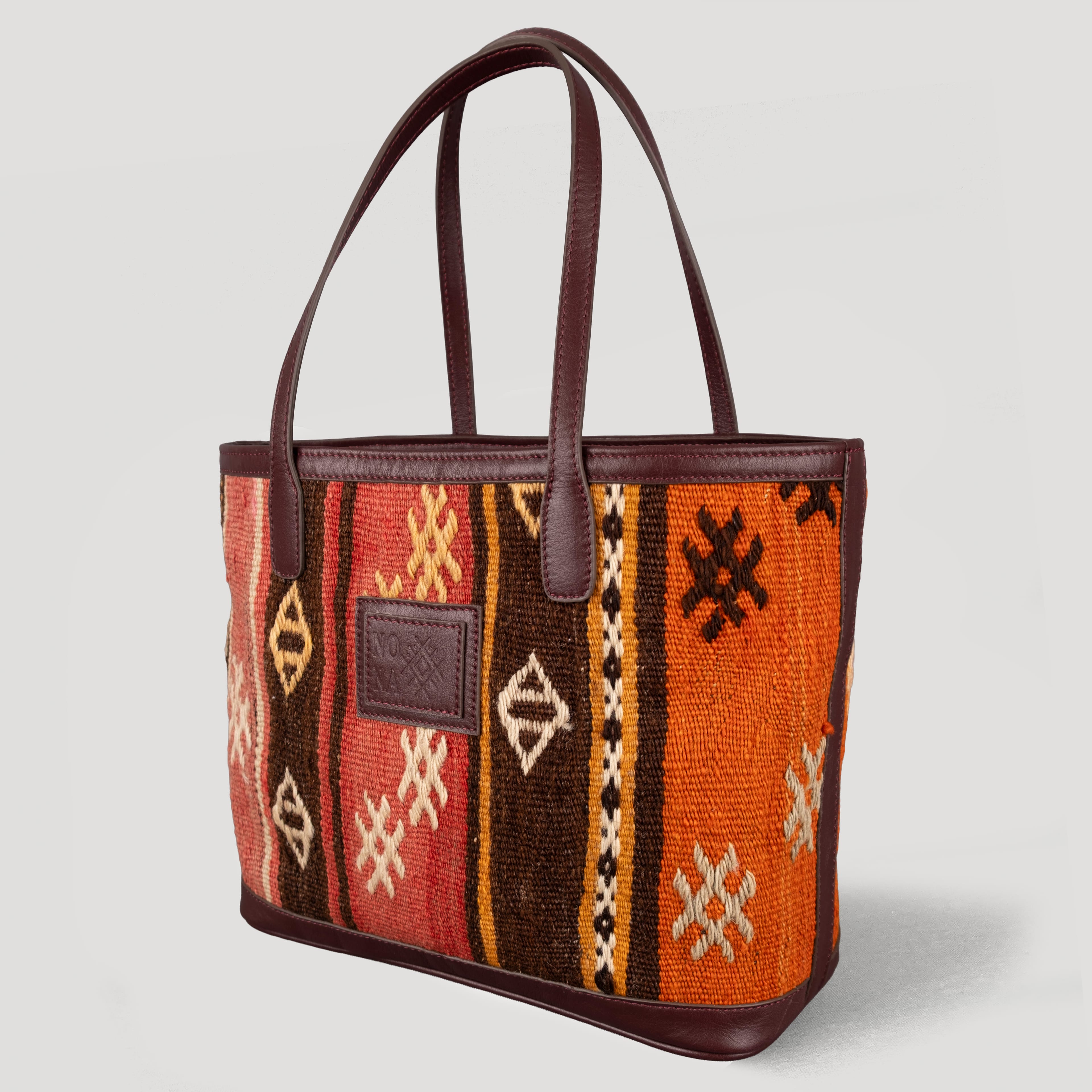 Maple TheNonaStore Tote Çanta, El Yapımı Antika Kilim Boho Çanta Midi