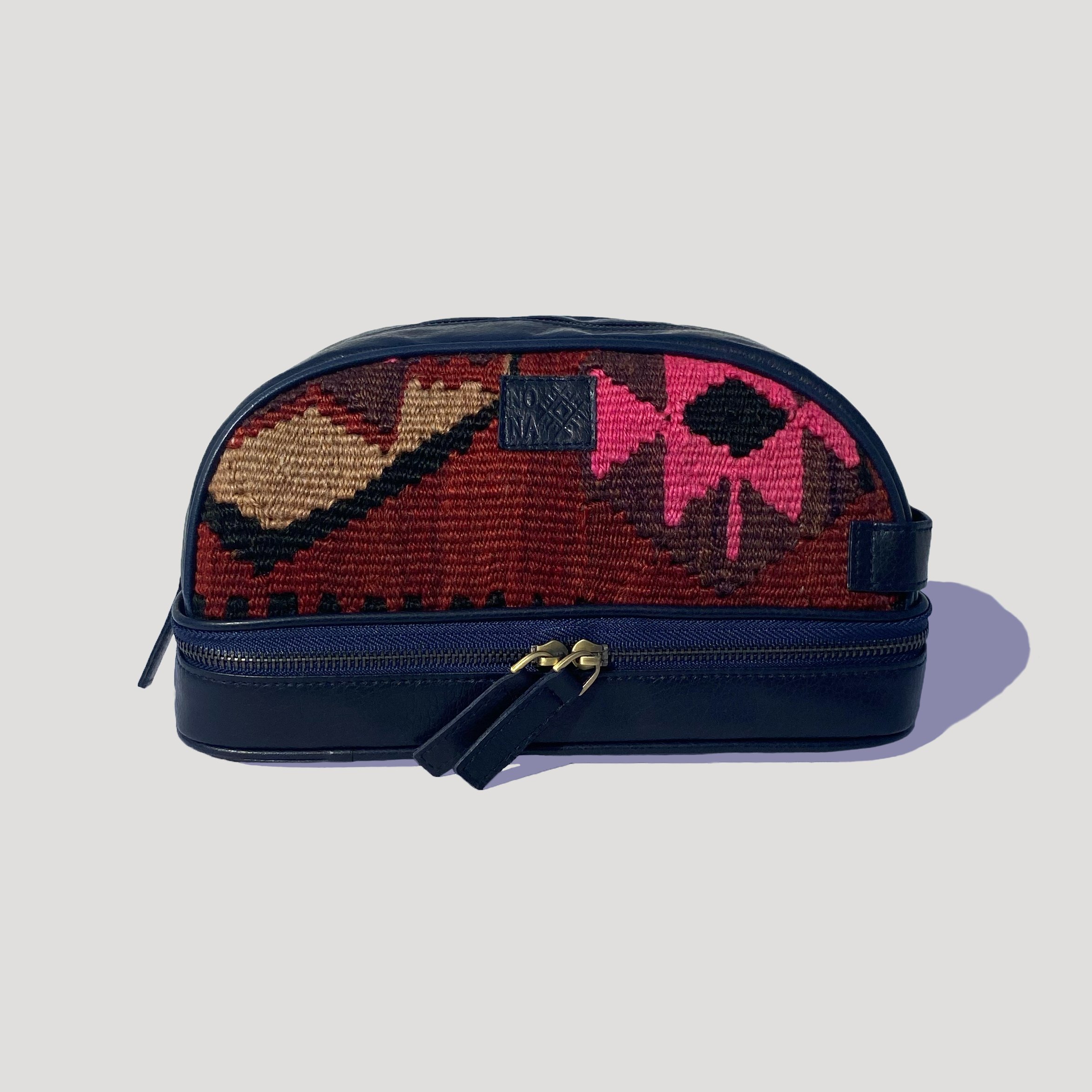 TheNonaStore Pink Dopp Kit, El Yapımı Kilim Boho Makyaj Çantası