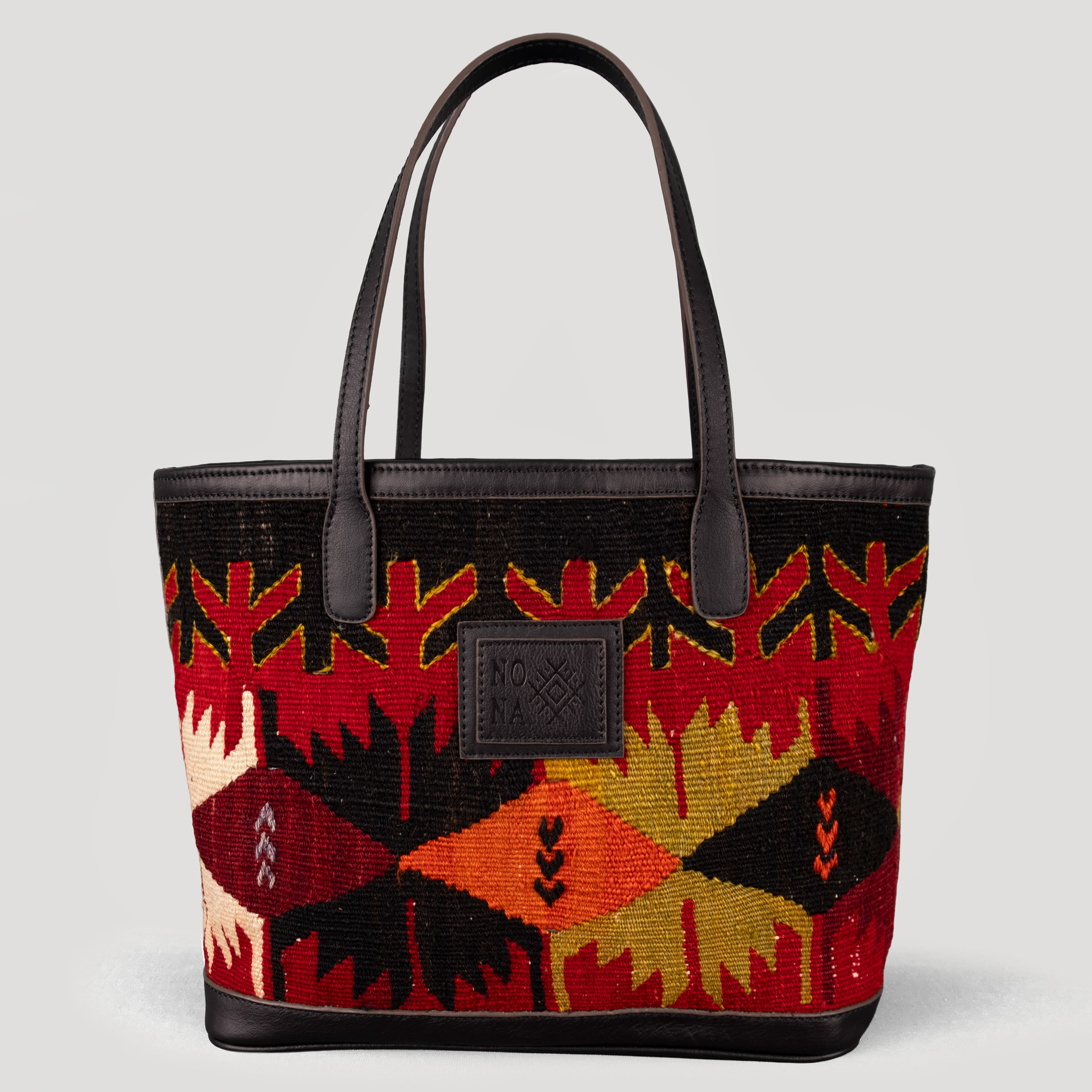 Fence TheNonaStore Tote Çanta, El Yapımı Antika Kilim Boho Çanta Midi