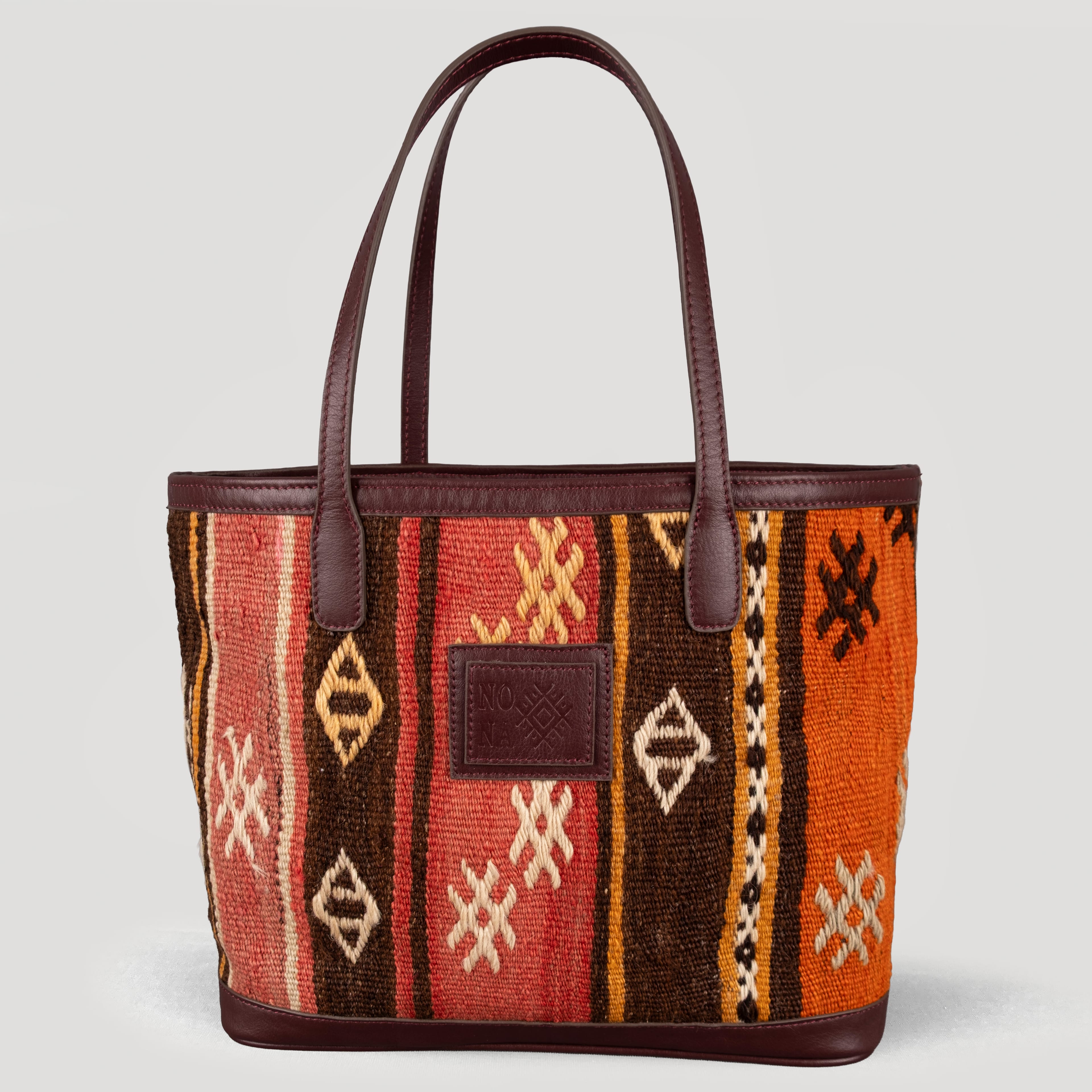 Maple TheNonaStore Tote Çanta, El Yapımı Antika Kilim Boho Çanta Midi