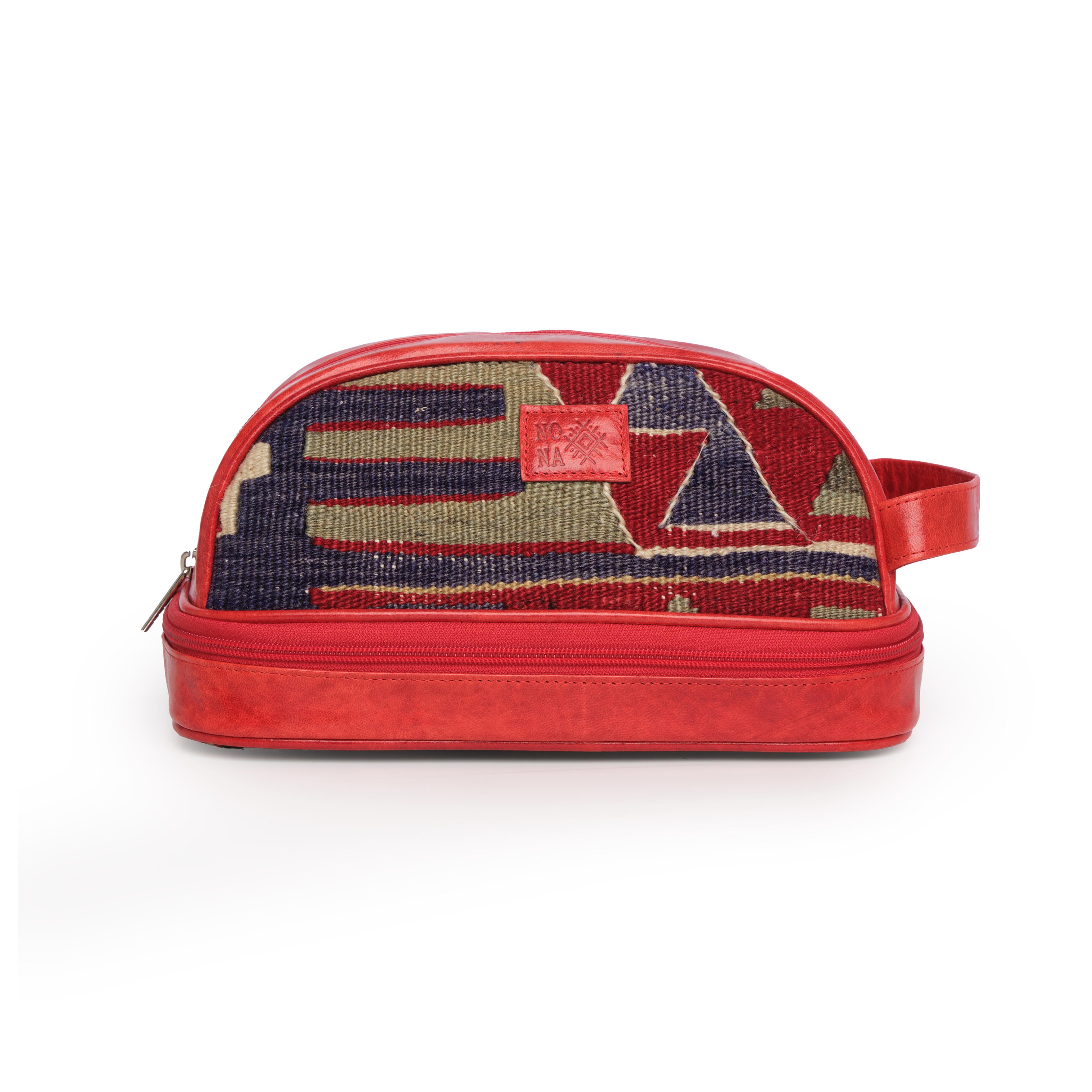 TheNonaStore Coquina Flower Dopp Kit, El Yapımı Kilim Boho Makyaj