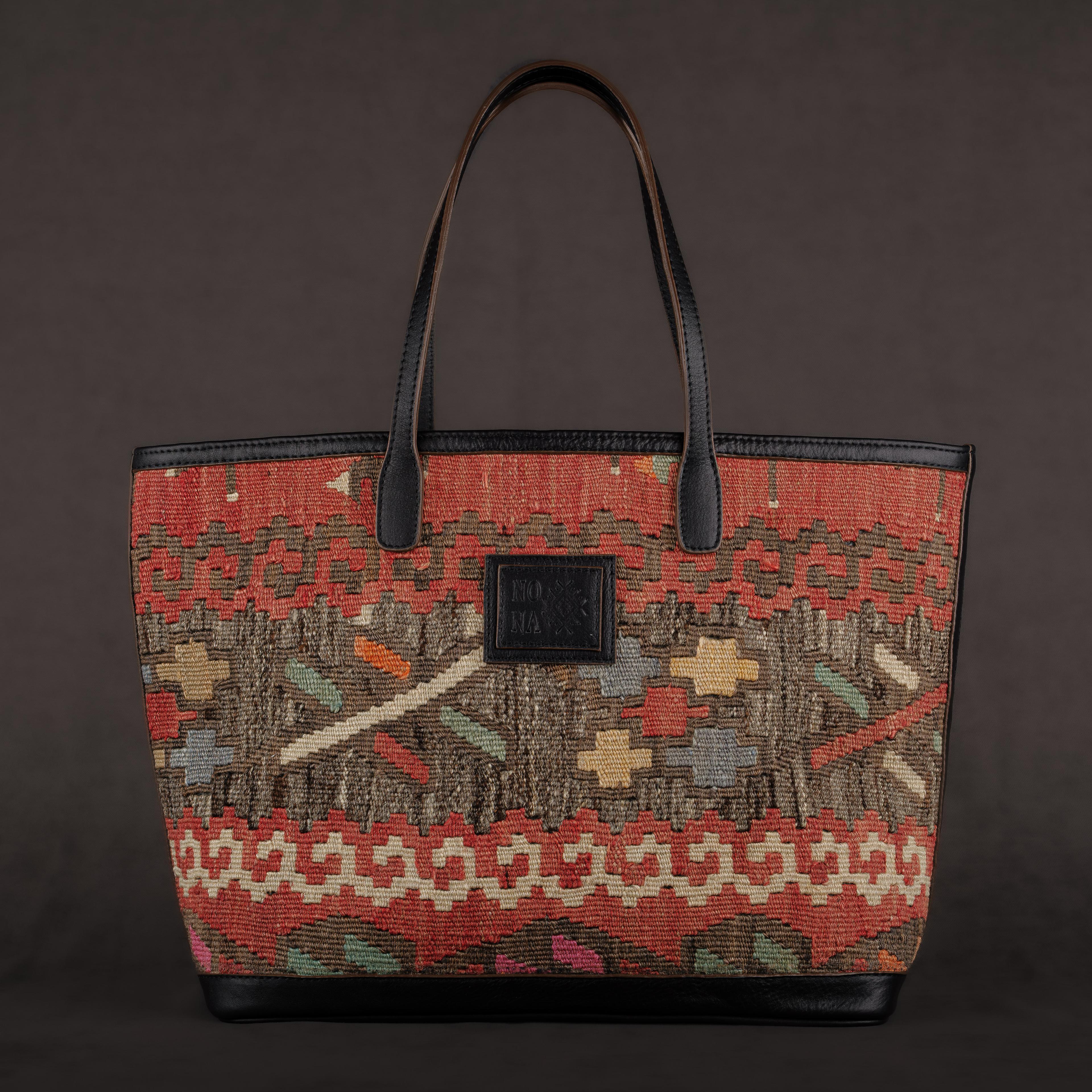Bond Medium Tote Bag, Handmade Antique Kilim Boho Bag