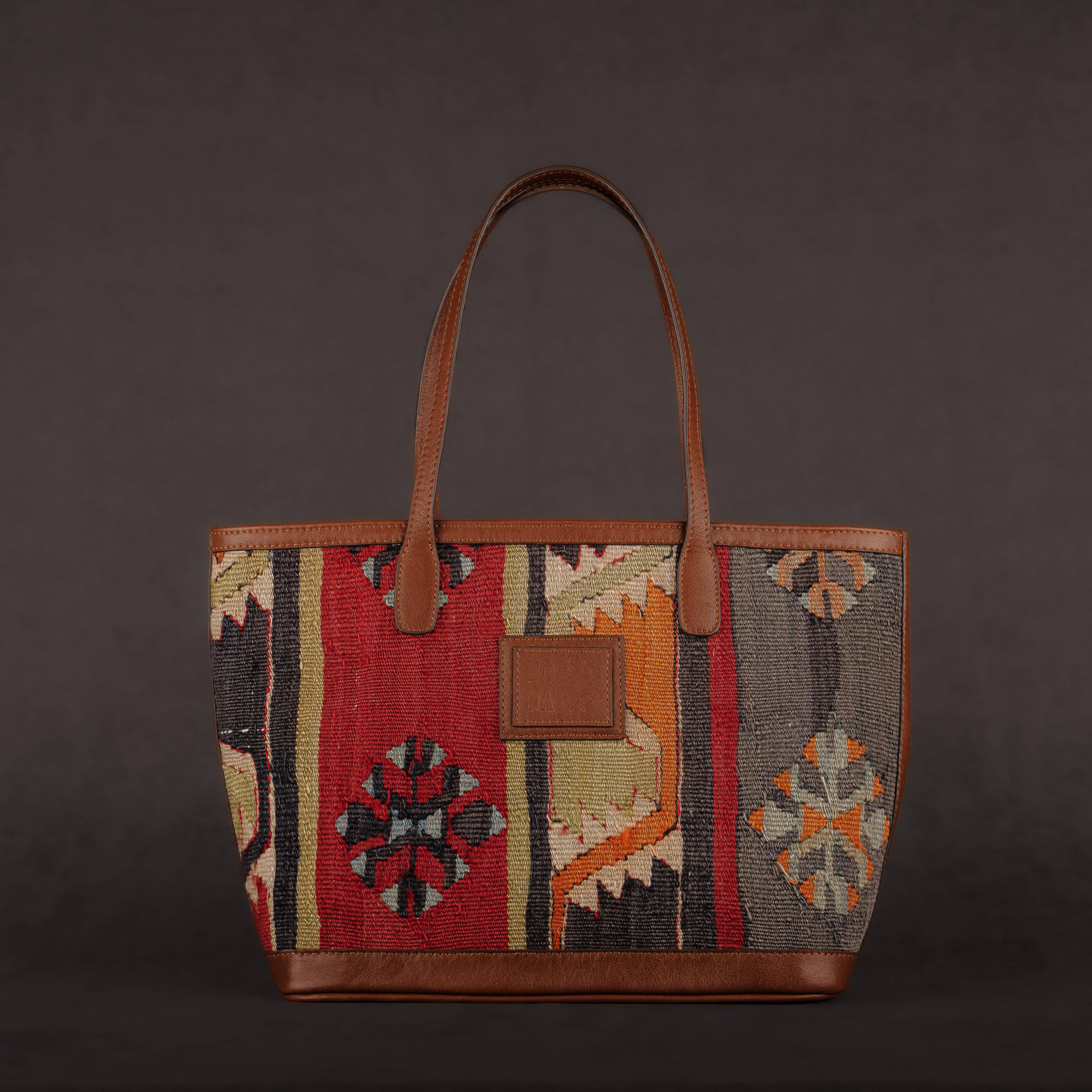 Yama TheNonaStore Tote Çanta, El Yapımı Antika Kilim Boho Çanta