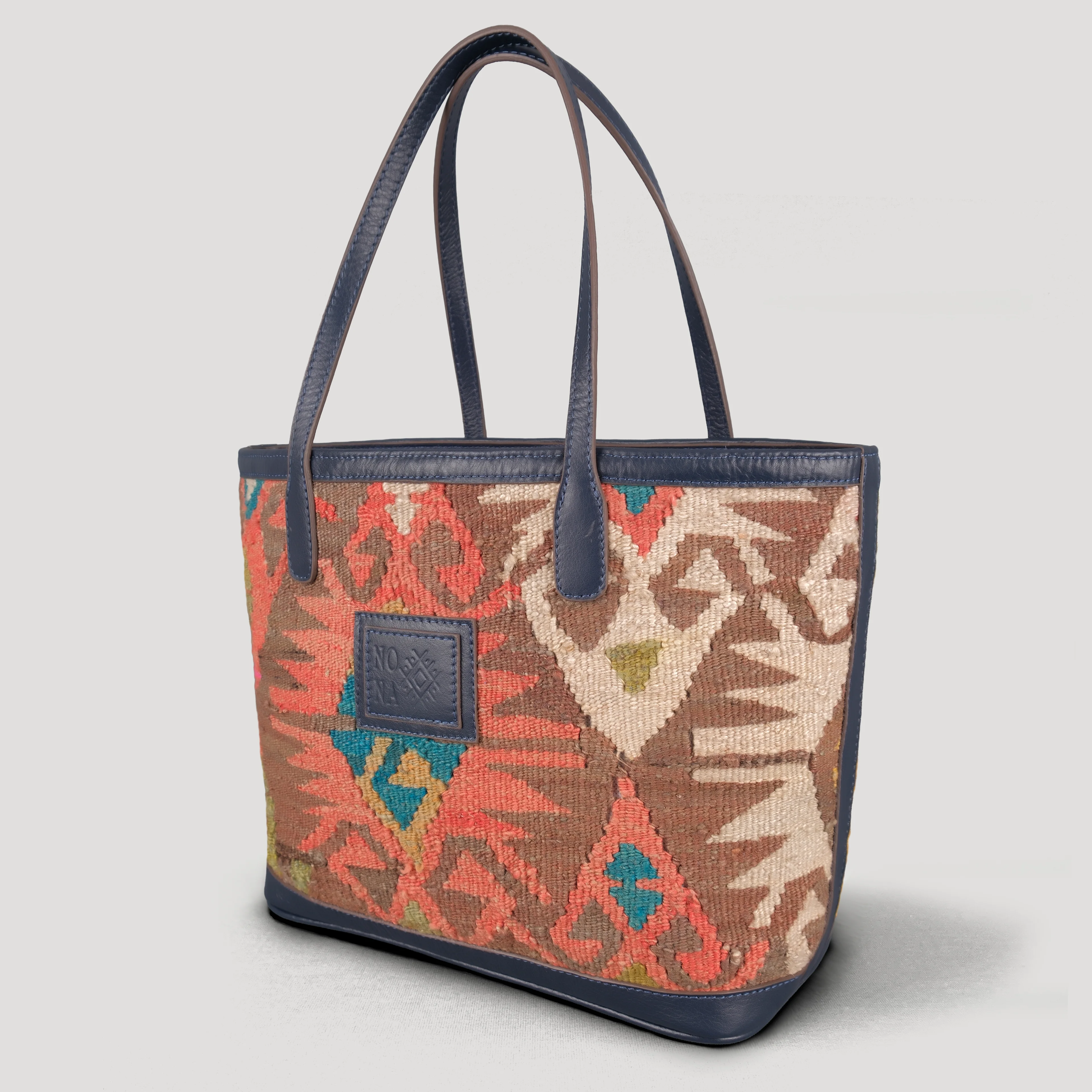 Lizard TheNonaStore Tote Çanta, El Yapımı Antika Kilim Boho Çanta Midi