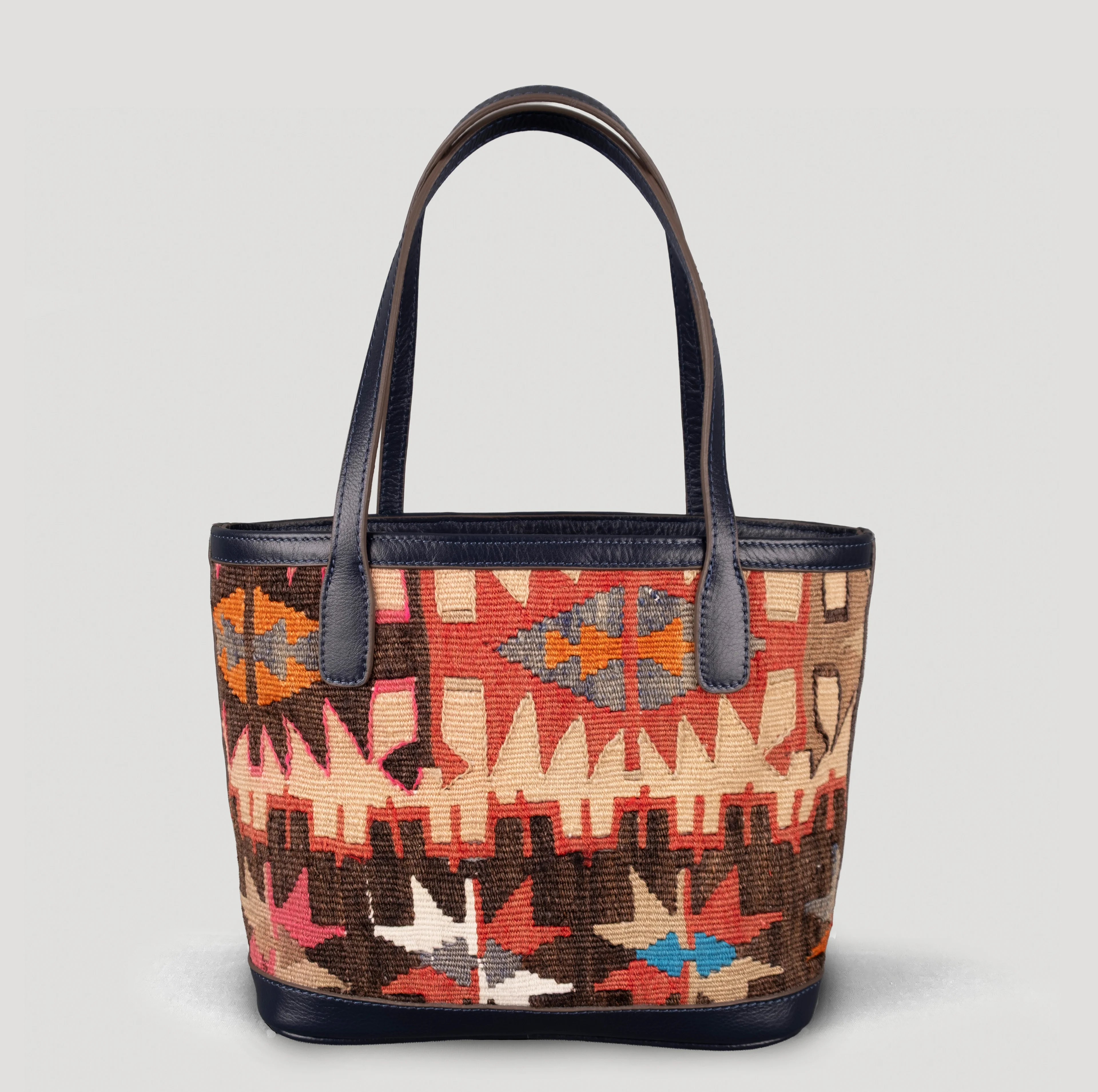 Crown TheNonaStore Tote Çanta, El Yapımı Antika Kilim Boho Çanta Mini