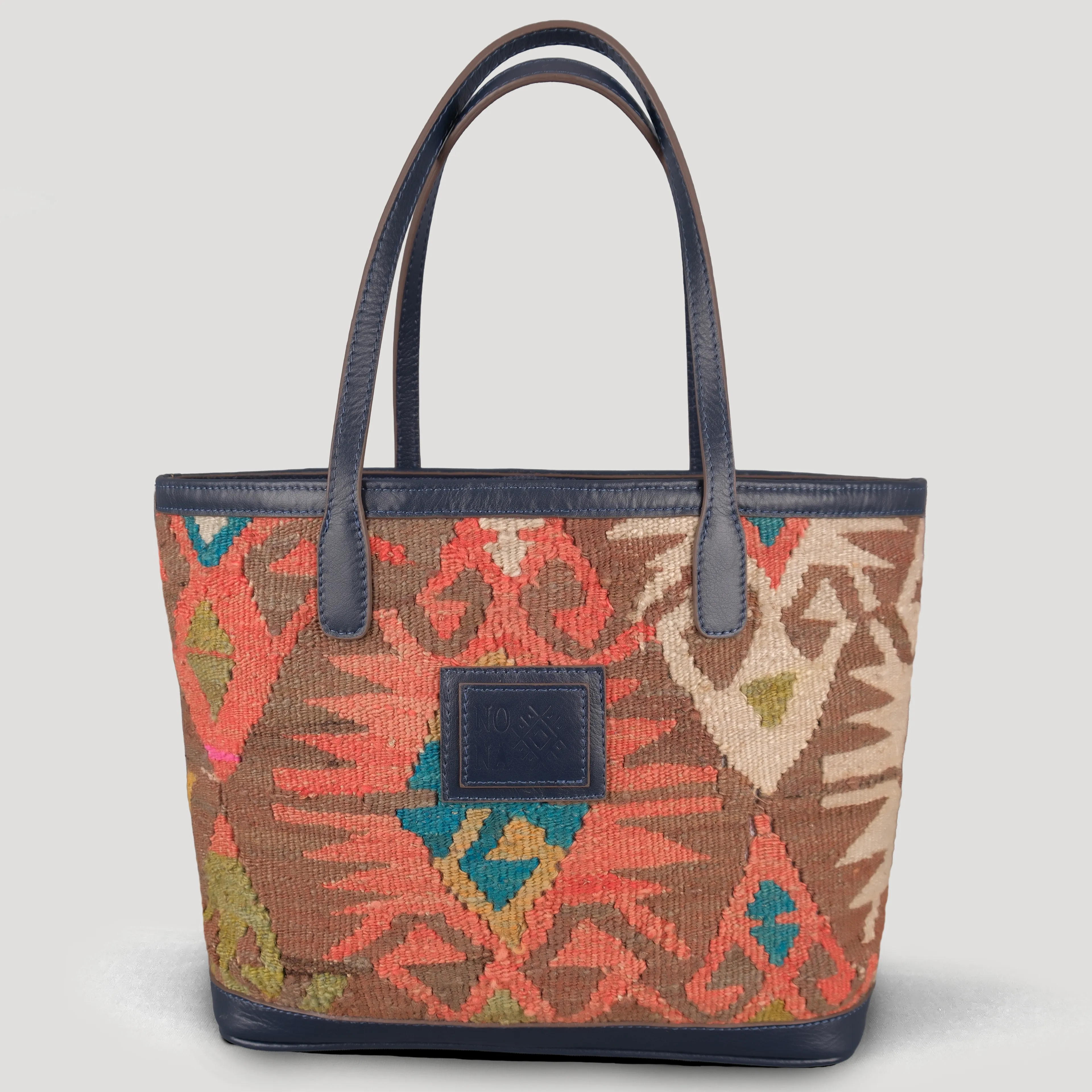 Lizard TheNonaStore Tote Çanta, El Yapımı Antika Kilim Boho Çanta Midi