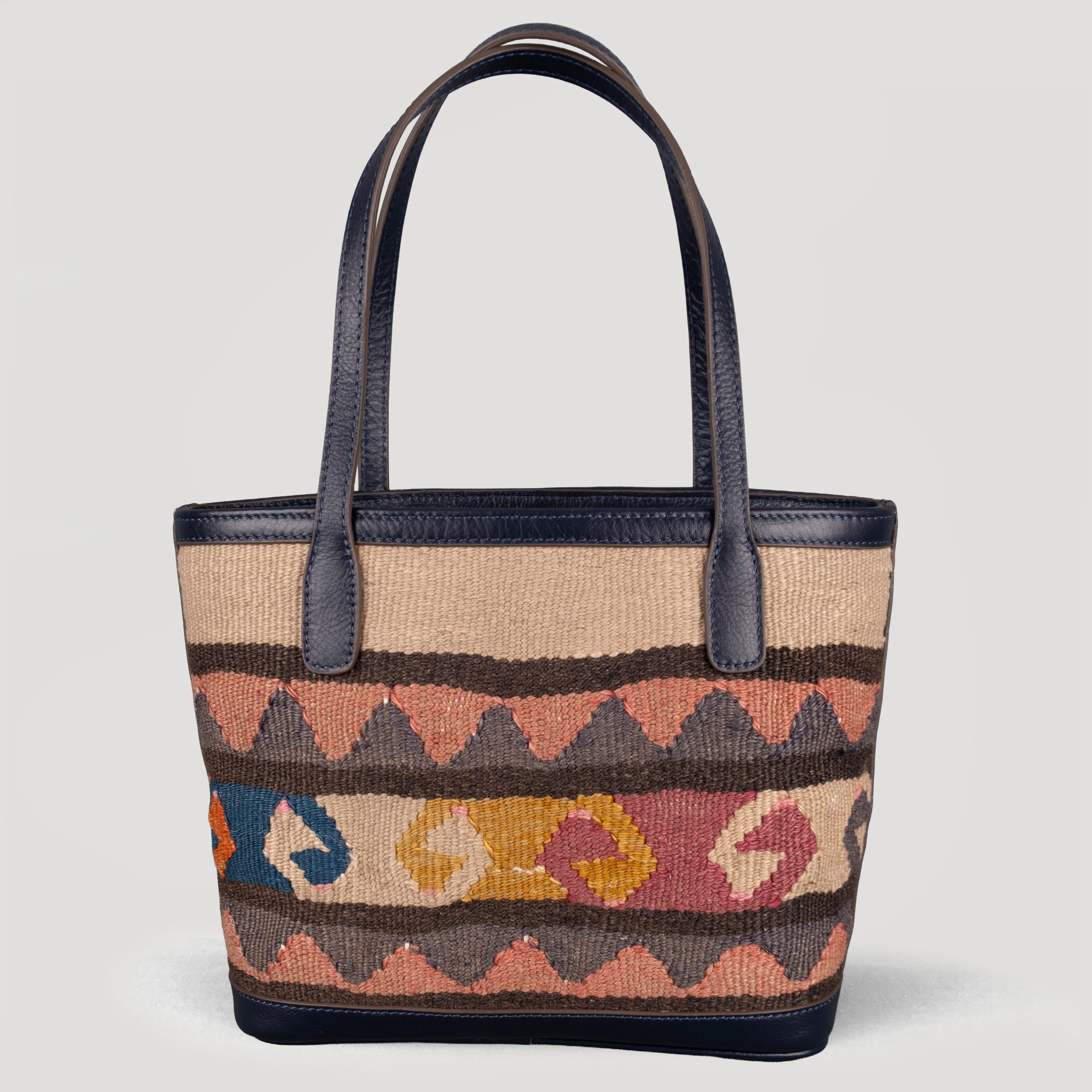 Altay TheNonaStore Tote Çanta, El Yapımı Antika Kilim Boho Çanta Mini