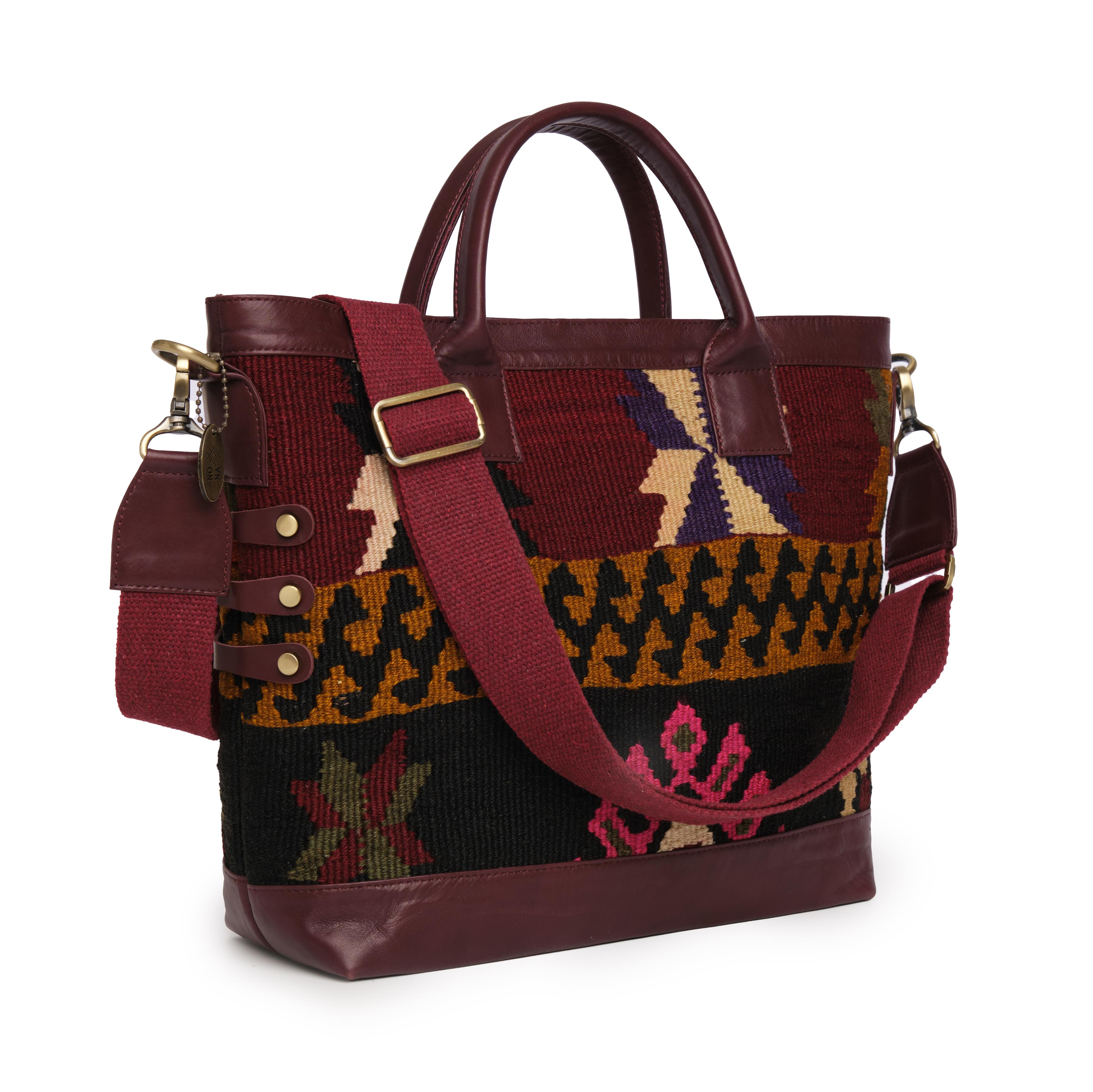 TheNonaStore Tote Çanta, El Yapımı Kilim Chestnut Boho Çanta