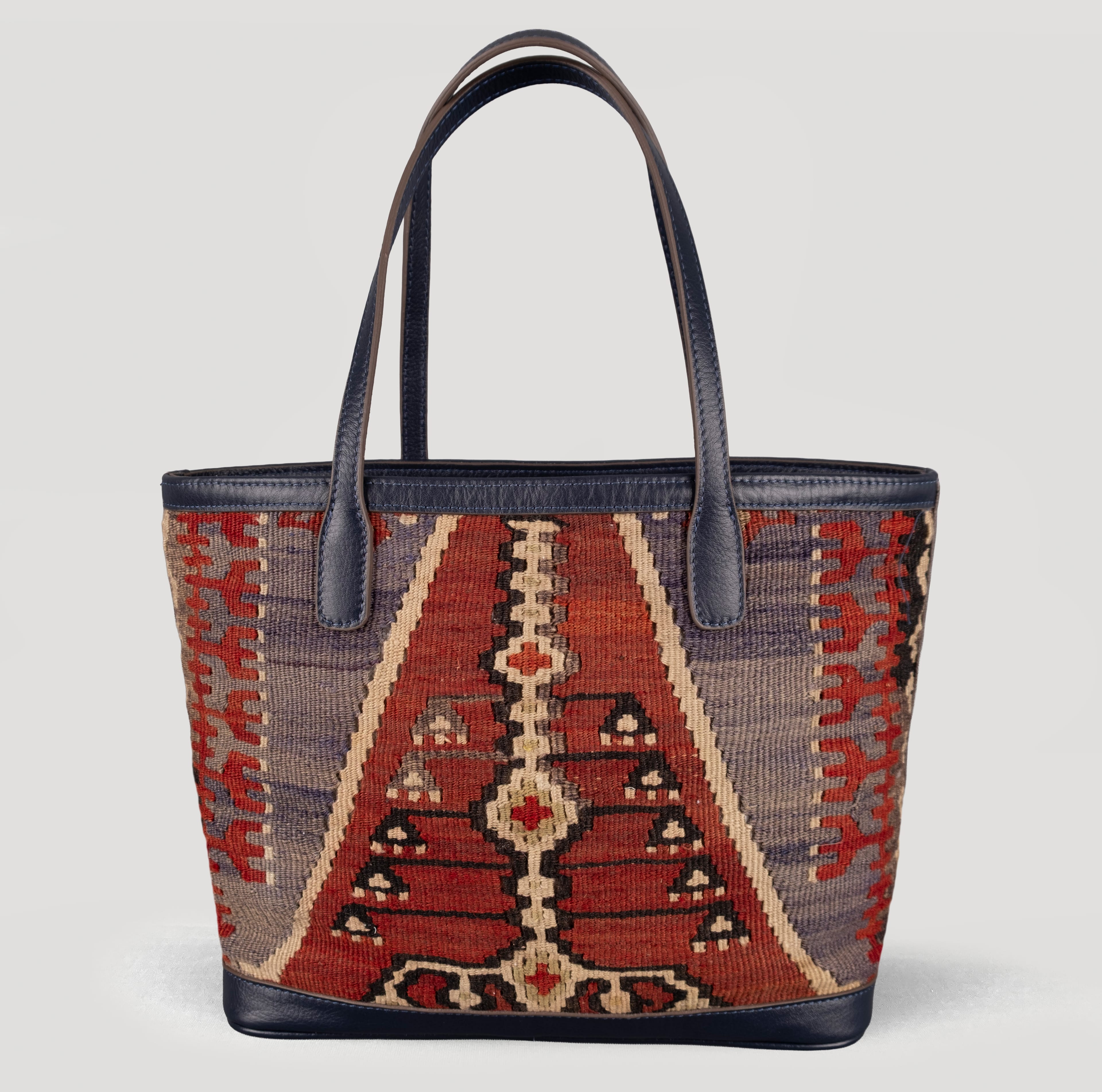 February TheNonaStore Tote Çanta, El Yapımı Antika Kilim Boho Çanta Midi