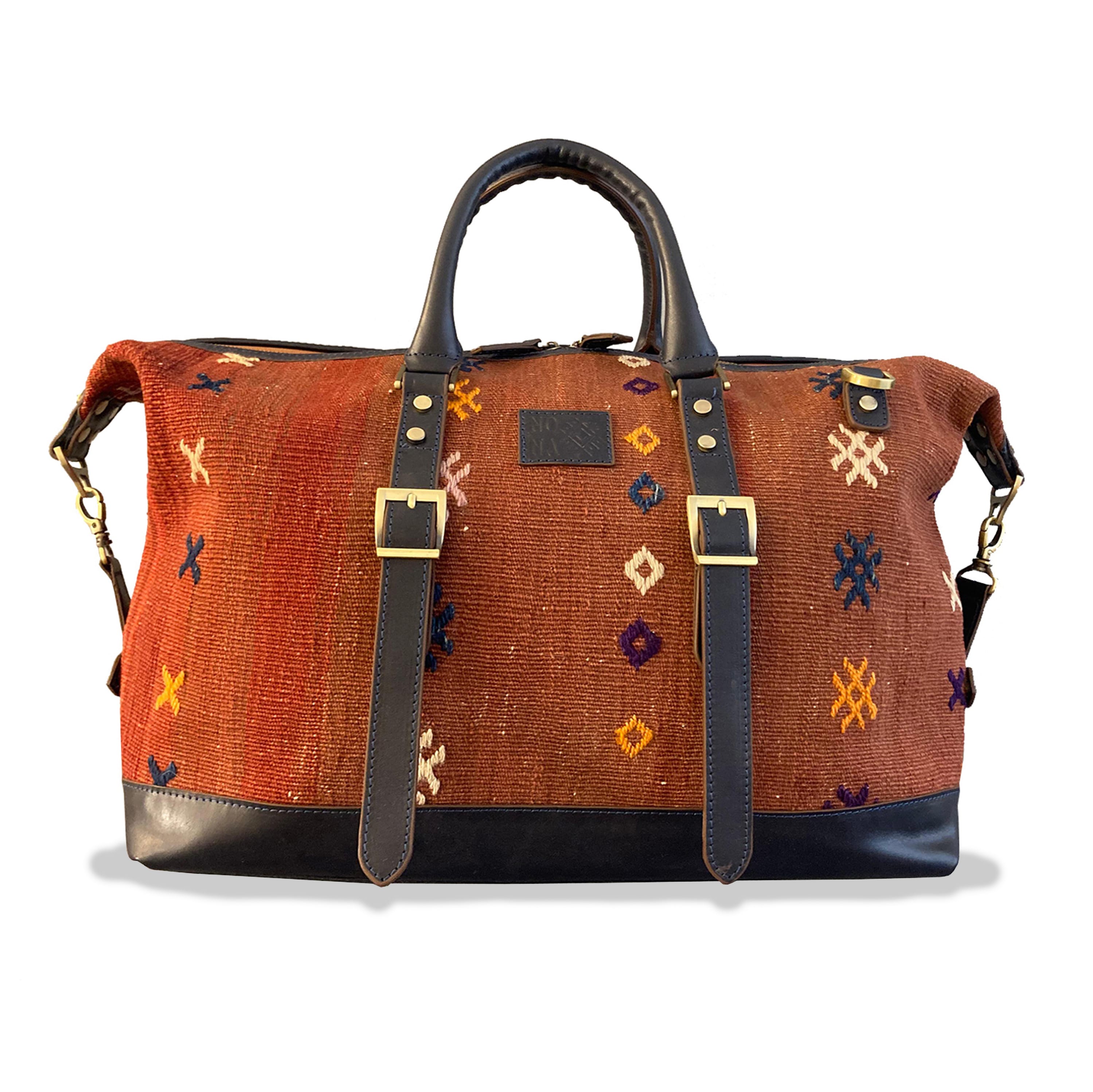 TheNonaStore Tunisia Handmade Weekender Boho Bag, Unisex Antique Kilim Bag