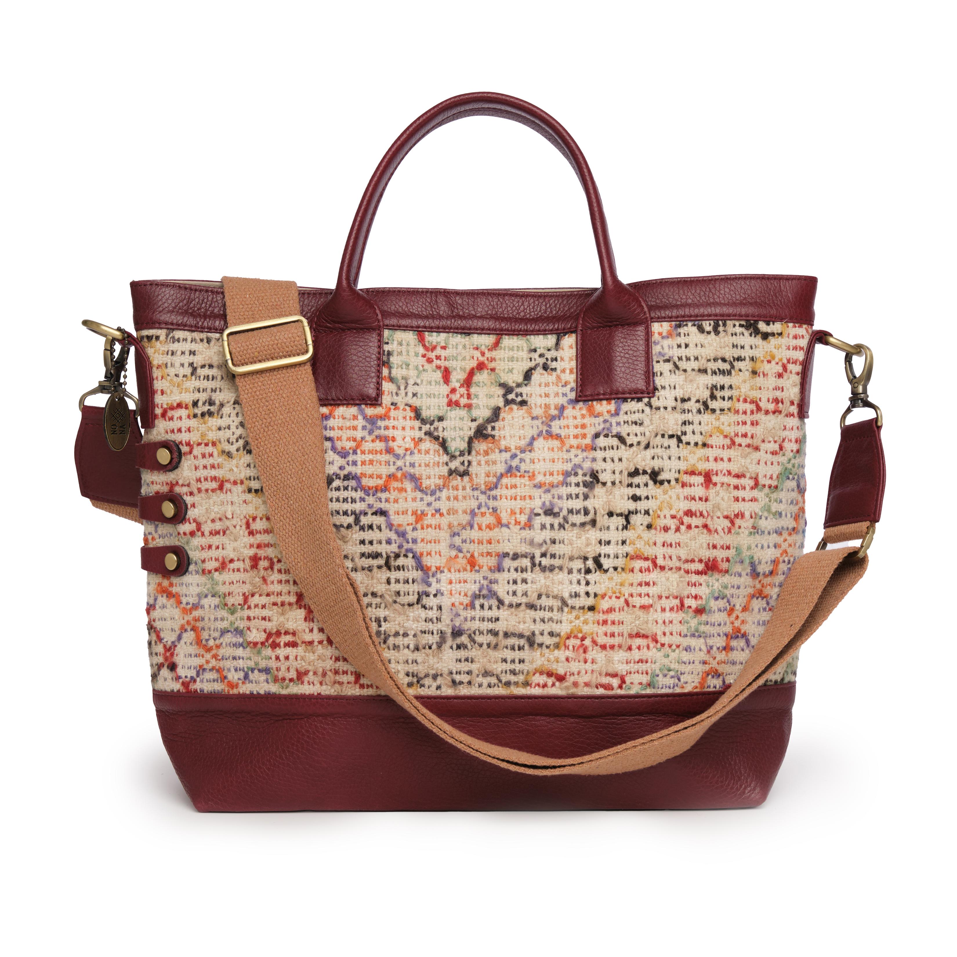 TheNonaStore Tote Çanta, El Yapımı Kilim Wine Boho Çanta