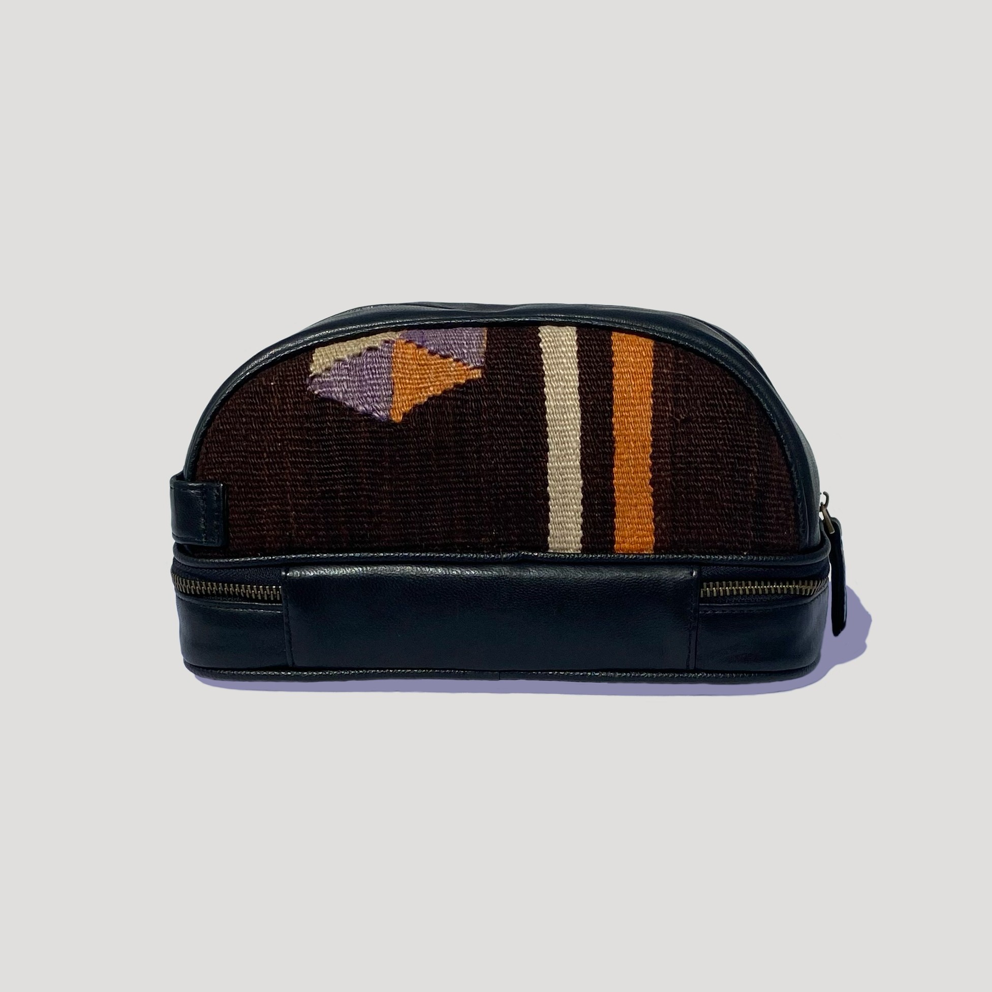 TheNonaStore Obsidian Dopp Kit, El Yapımı Kilim Deri Boho Makyaj Çantası