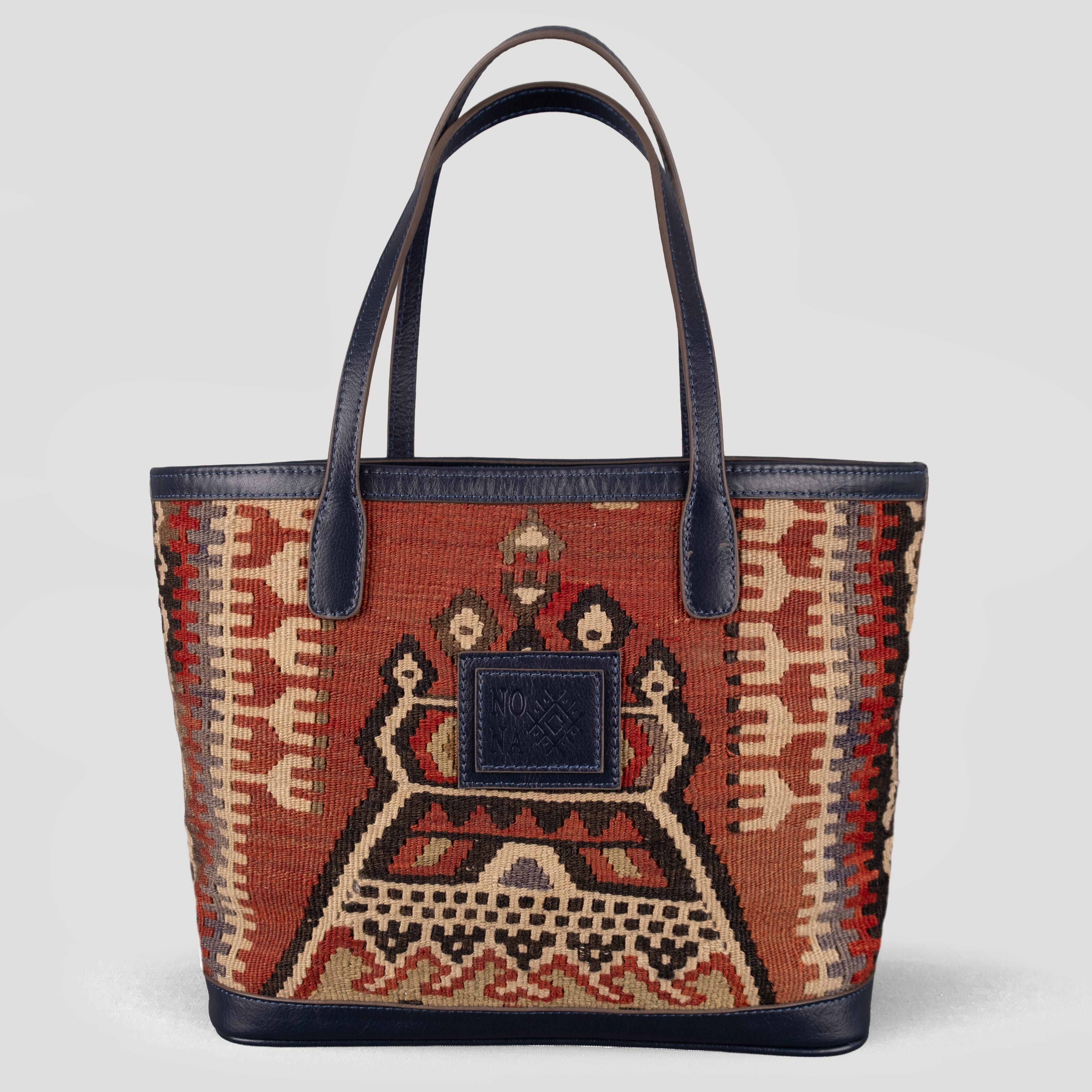 February TheNonaStore Tote Çanta, El Yapımı Antika Kilim Boho Çanta Midi