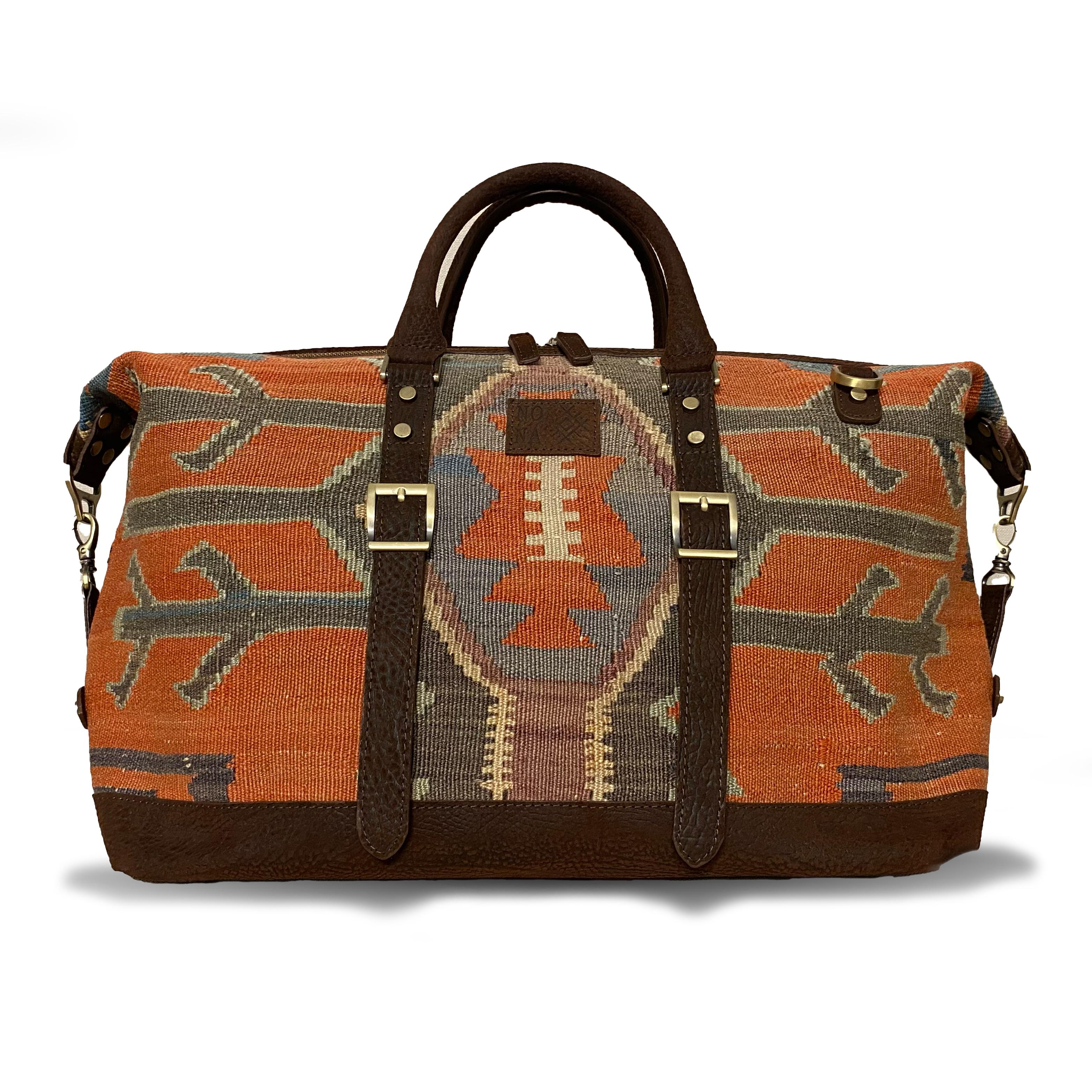 TheNonaStore Roots El Yapımı Antika Kilim Weekender Boho Çanta, Unisex Çanta