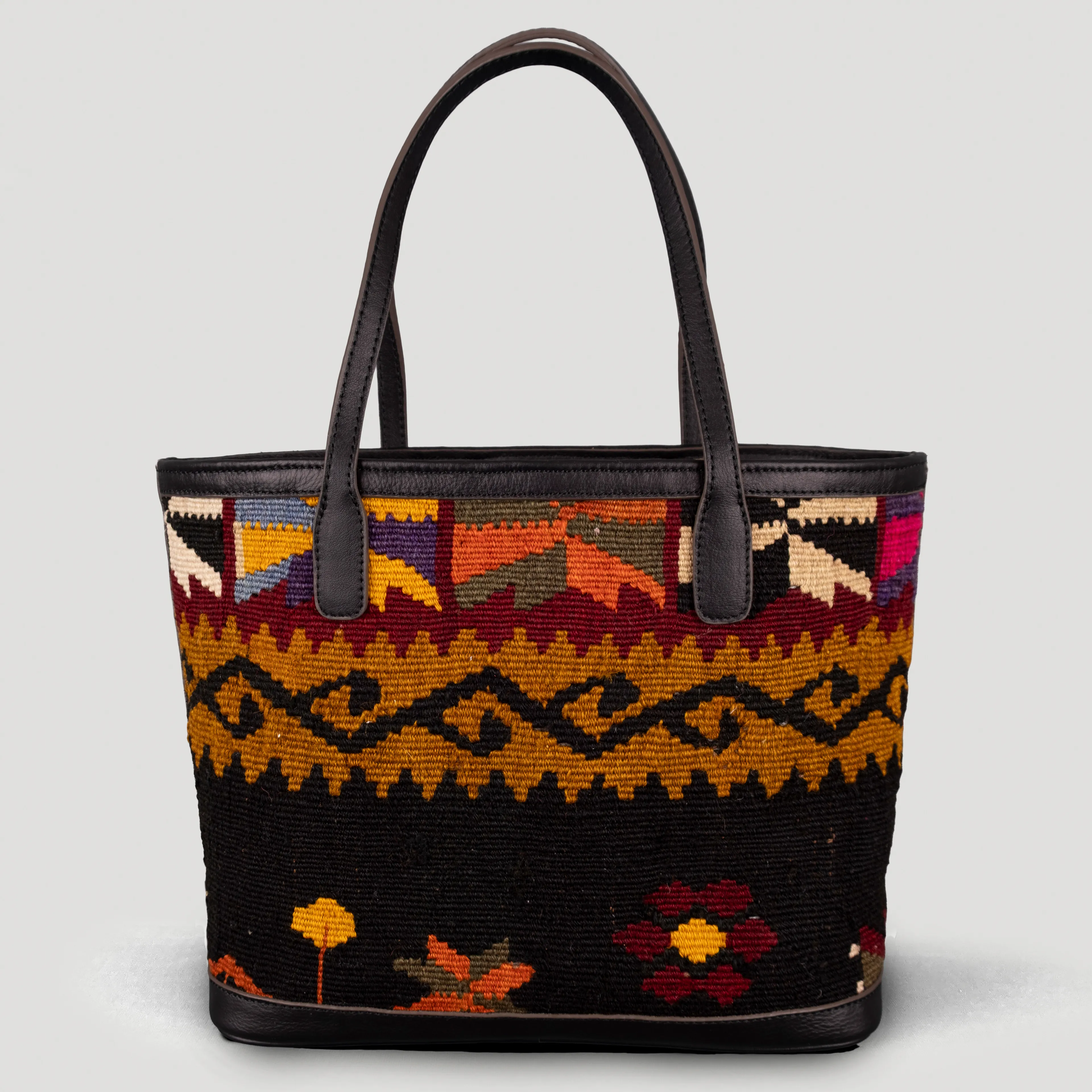 Sandık TheNonaStore Tote Çanta, El Yapımı Antika Kilim Boho Çanta Midi